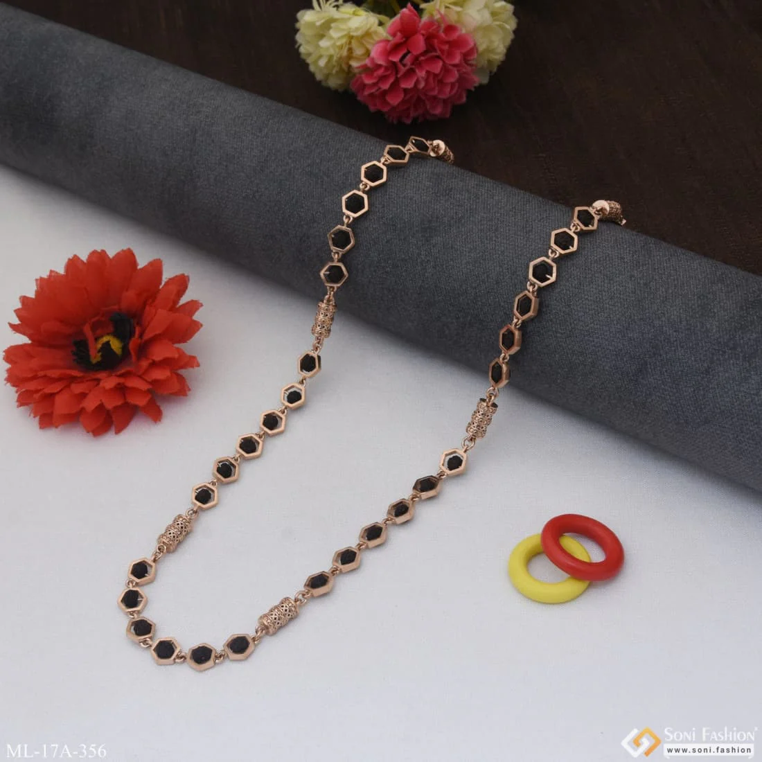 Gorgeous Design Antique Design Rose Gold Color Rudraksha Mala For Men - Style A356 - Image 3