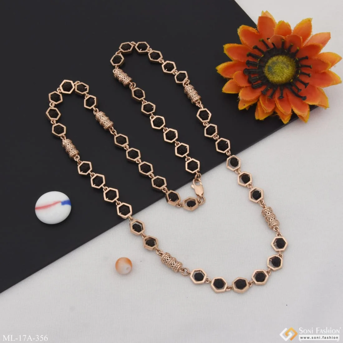 Gorgeous Design Antique Design Rose Gold Color Rudraksha Mala For Men - Style A356 - Image 5