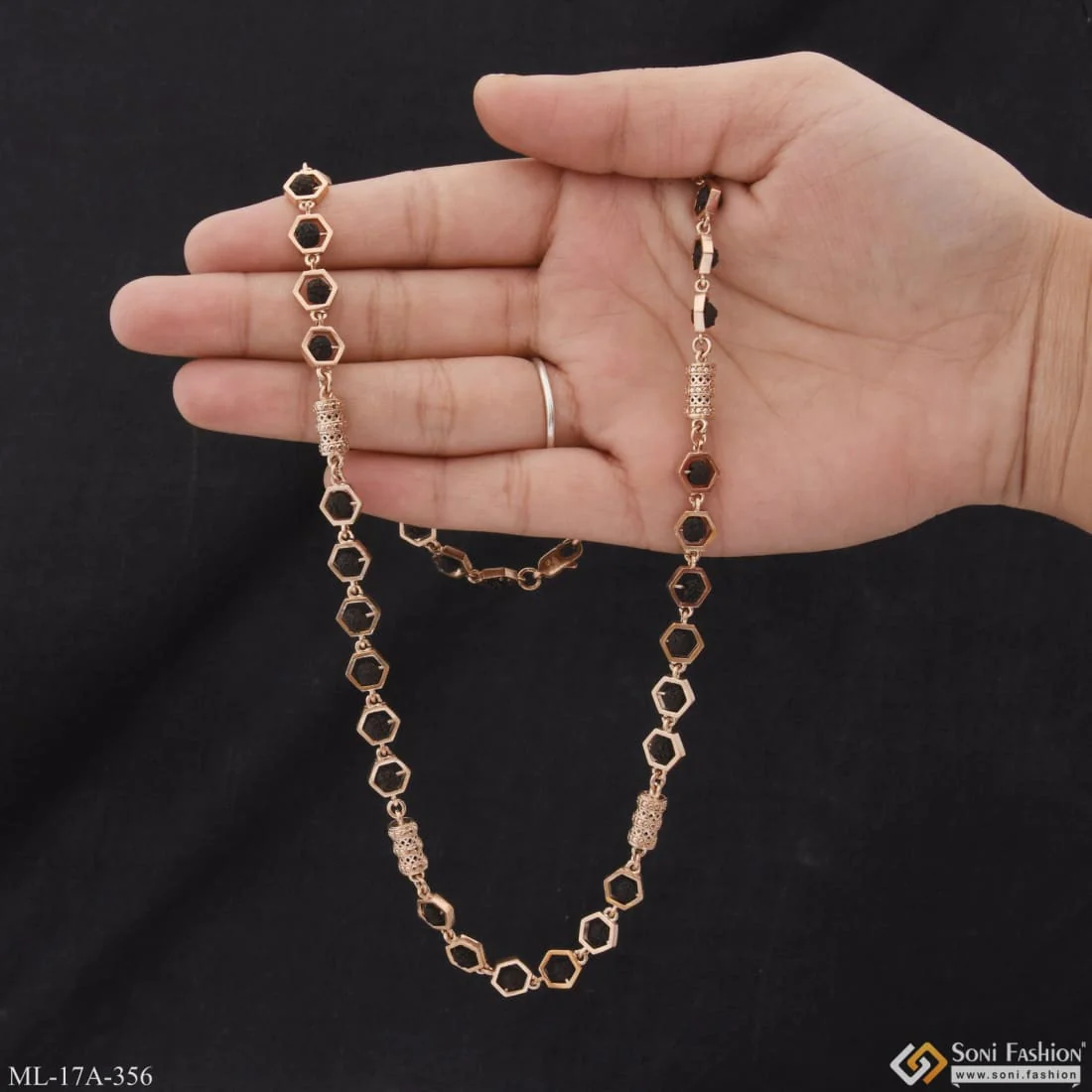 Gorgeous Design Antique Design Rose Gold Color Rudraksha Mala For Men - Style A356 - Image 6