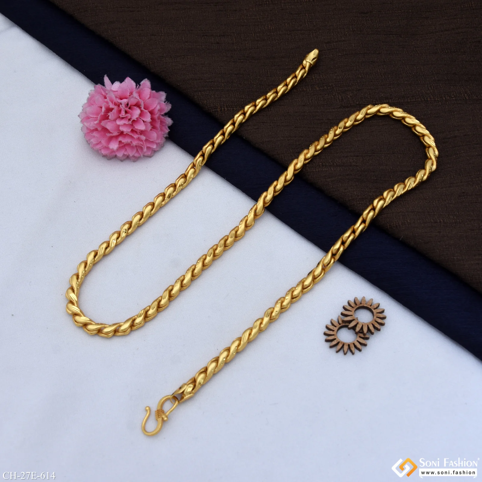 Gorgeous Design Gold Plated Chain for Men - Style E614 - Image 5