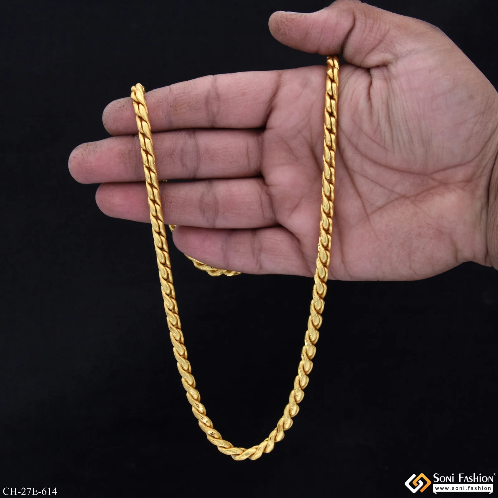 Gorgeous Design Gold Plated Chain for Men - Style E614 - Image 6