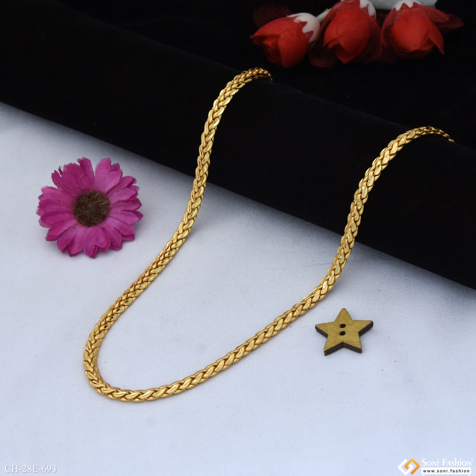 Gorgeous Design Gold Plated Link Chain for Men - Style E693 - Image 3