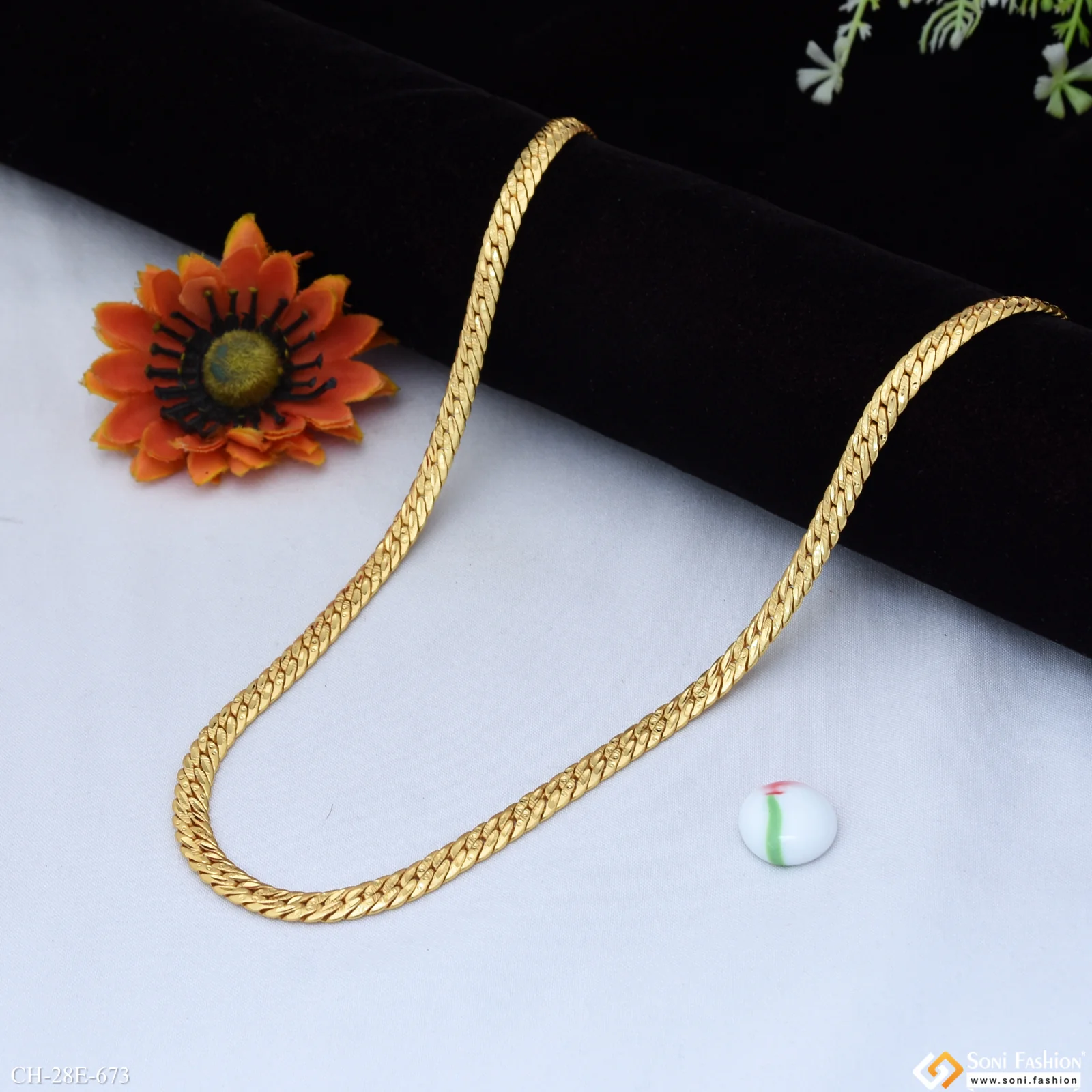 Sophisticated Design Gold Plated Chain for Men- Style E673 - Image 3