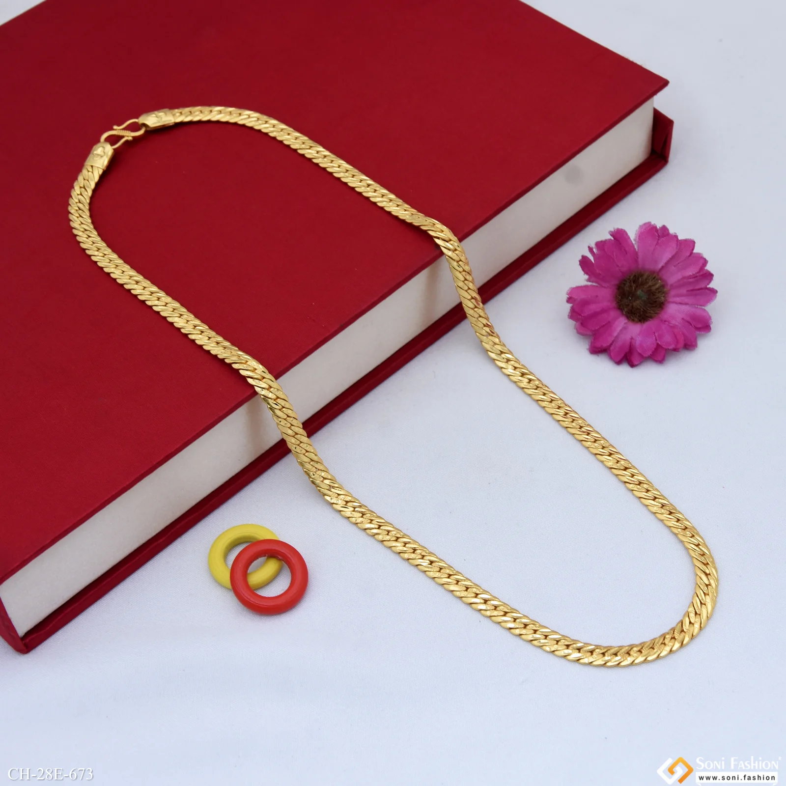 Sophisticated Design Gold Plated Chain for Men- Style E673 - Image 4