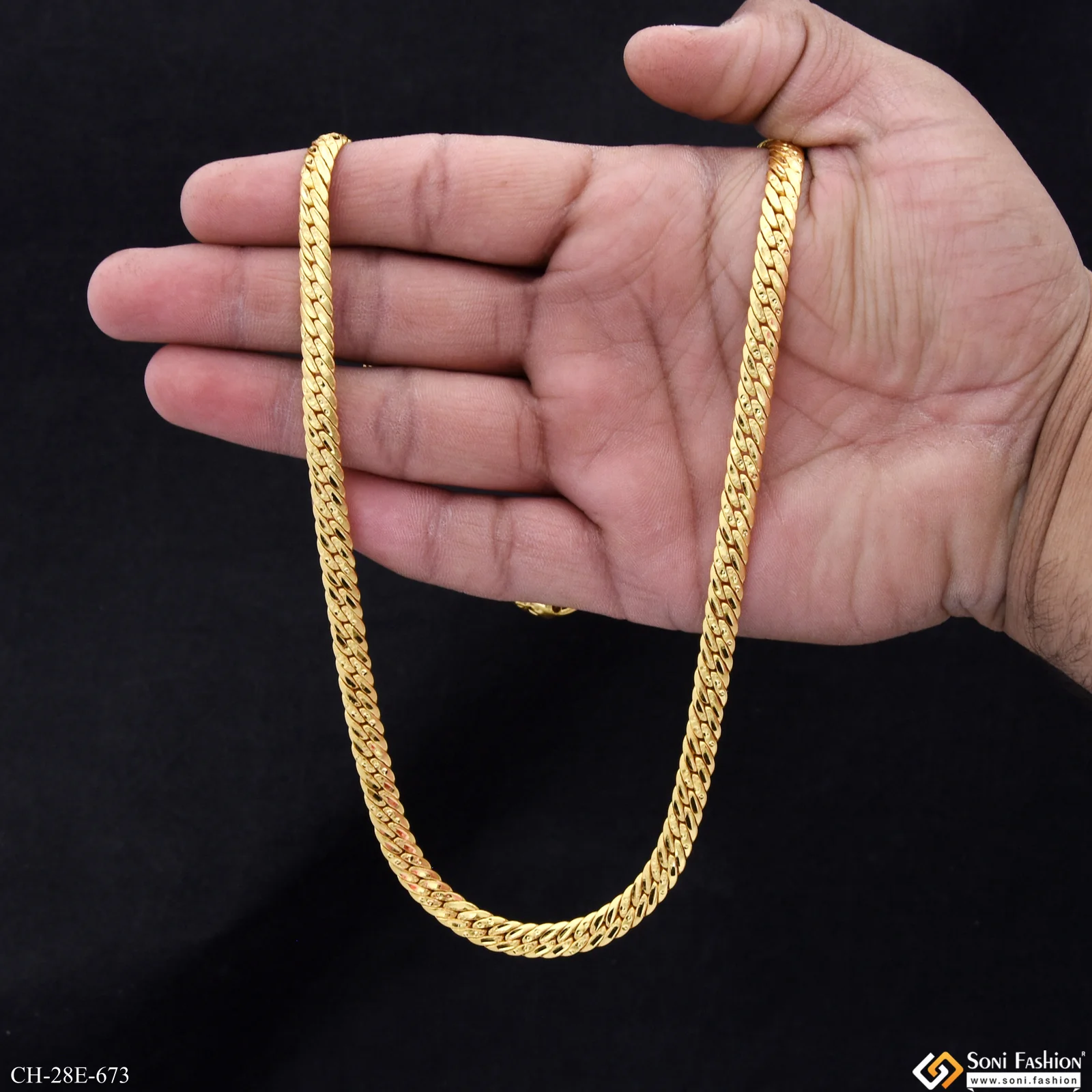 Sophisticated Design Gold Plated Chain for Men- Style E673 - Image 6