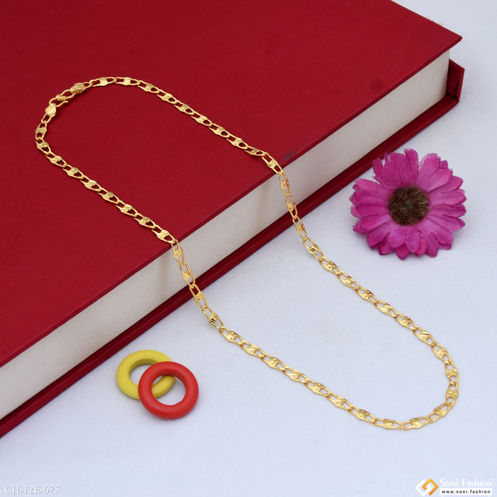 Gorgeous Design Gold Plated Link Chain for Men - Style E675 - Image 4