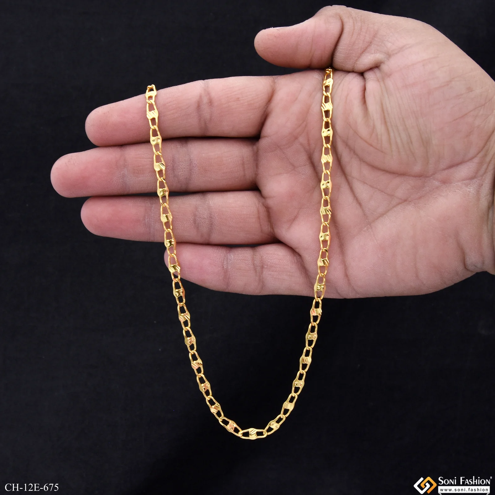 Gorgeous Design Gold Plated Link Chain for Men - Style E675 - Image 6