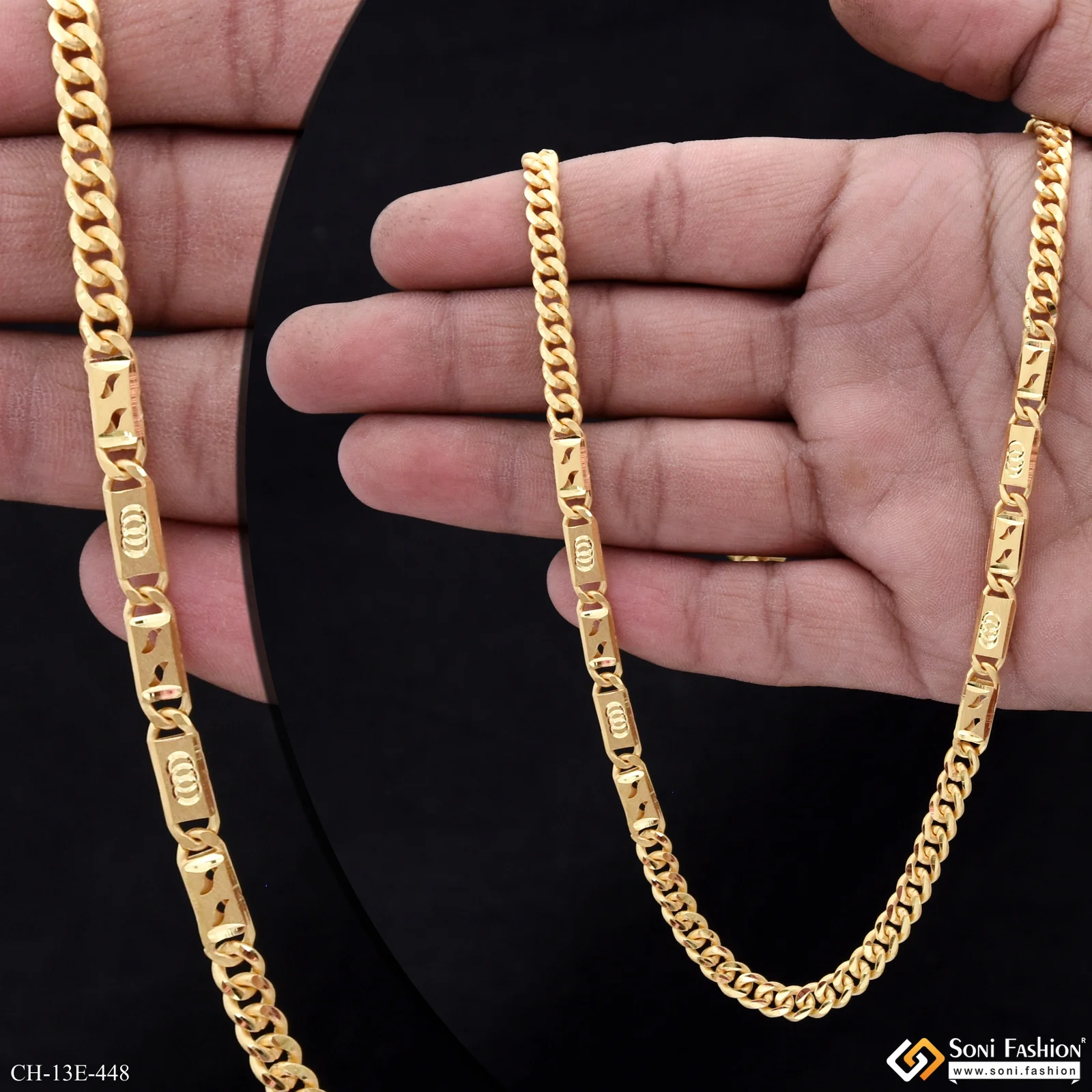 Gorgeous Design Gold Plated Link Nawabi Chain for Men - Style E448 - Image 2
