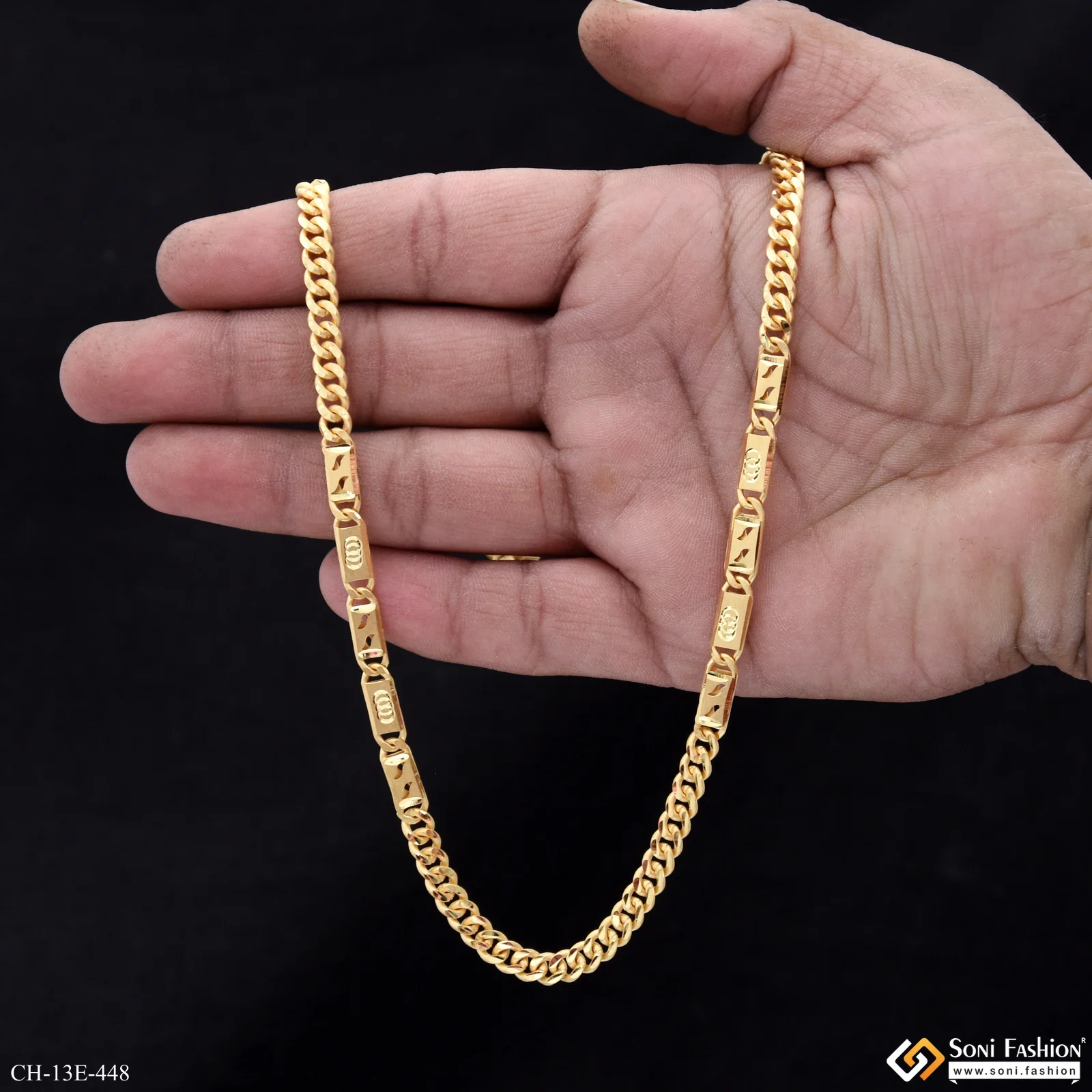 Gorgeous Design Gold Plated Link Nawabi Chain for Men - Style E448 - Image 5