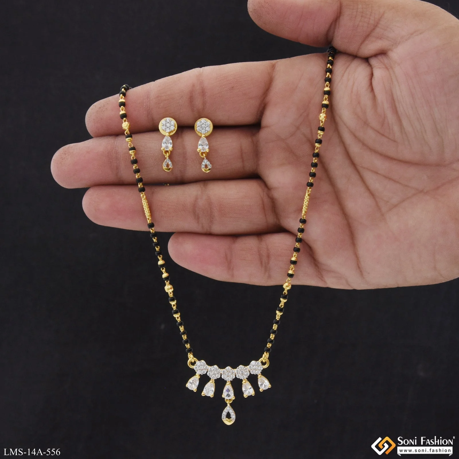 Gorgeous Design Gold Plated Mangalsutra Set for Women - Style A556 - Image 3