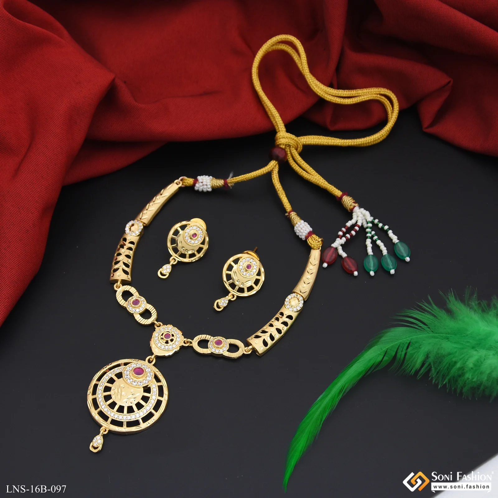 Gorgeous Design Gold Plated Necklace Set for Women - Style B097 - Image 2