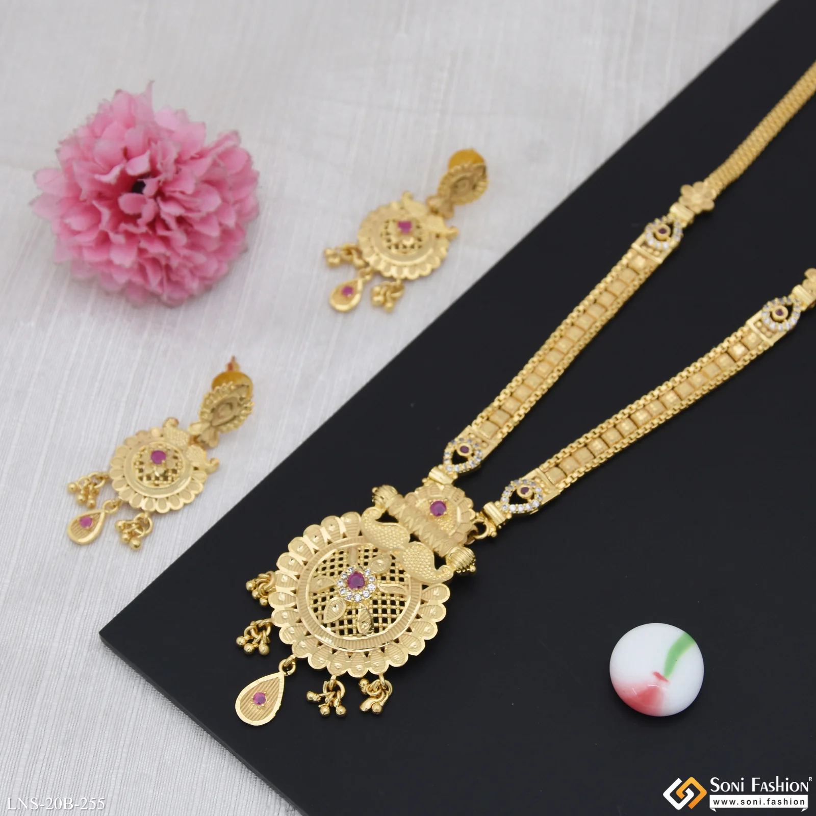 Gorgeous Design Gold Plated Necklace Set for Women - Style B255 - Image 4