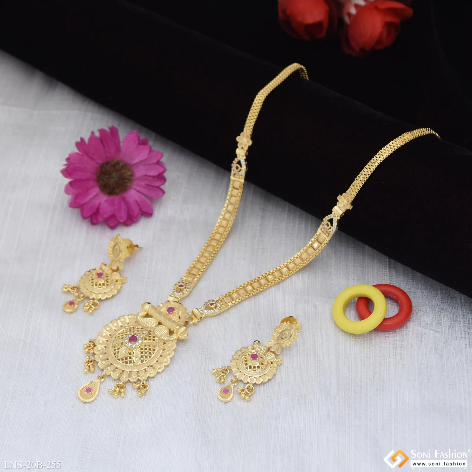 Gorgeous Design Gold Plated Necklace Set for Women - Style B255 - Image 5
