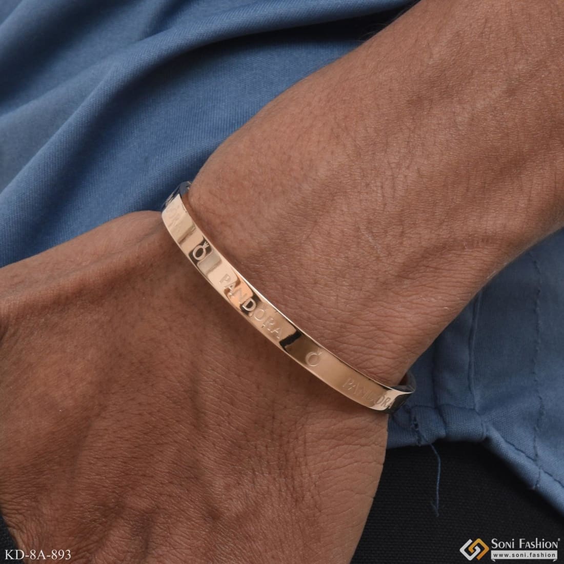 Gorgeous Design Gold Silver & Rose Gold Stainless Steel Kada for Men - Style A893 - Image 7