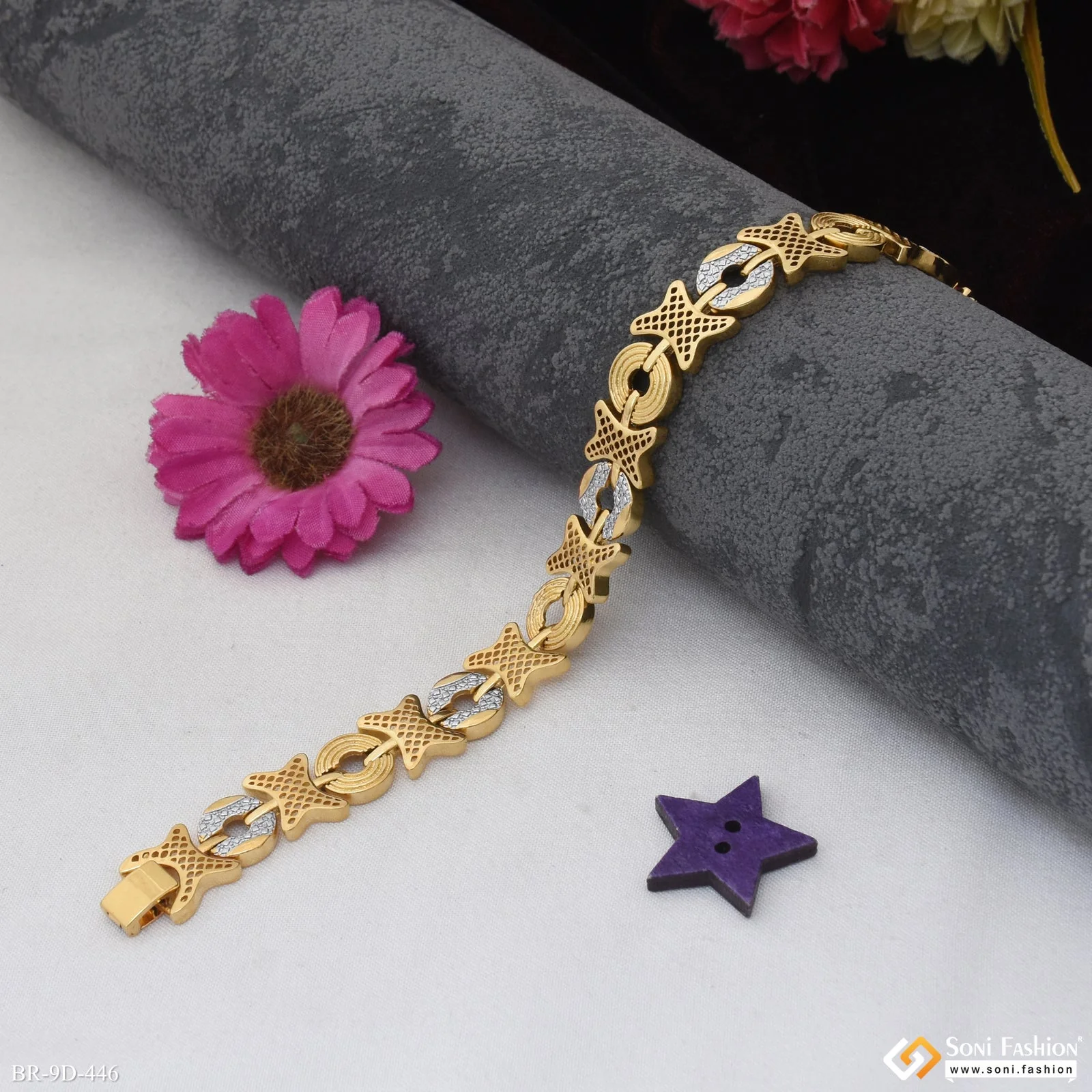 Gorgeous Design Golden & Silver Color Bracelet for Men - Style D446 - Image 2