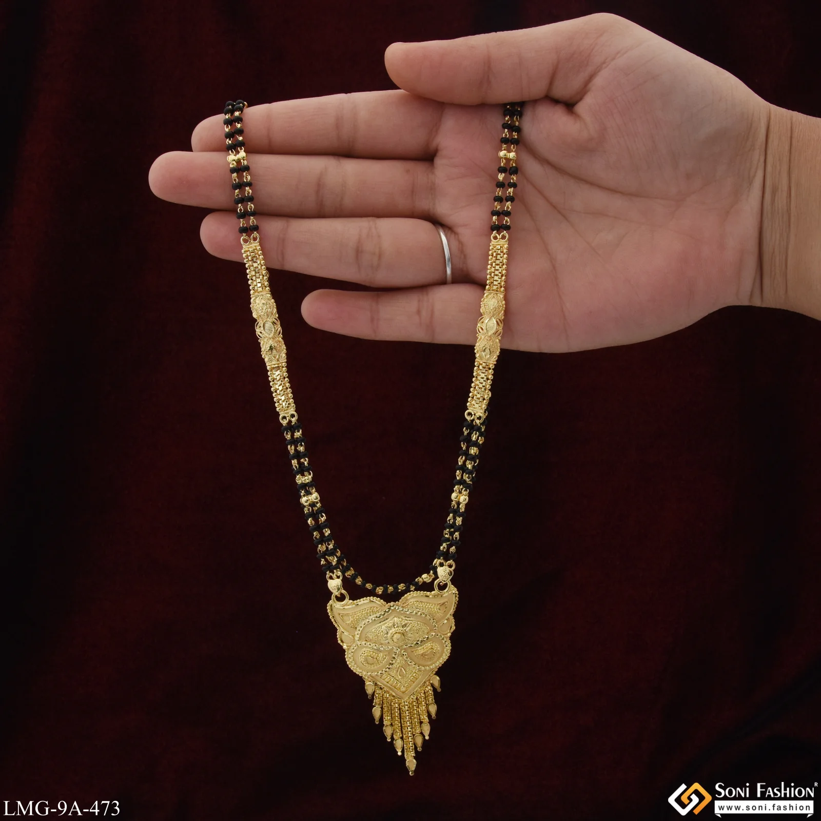 Graceful Design Finely Detailed Gold Plated Mangalsutra for Women - Style A473 - Image 2
