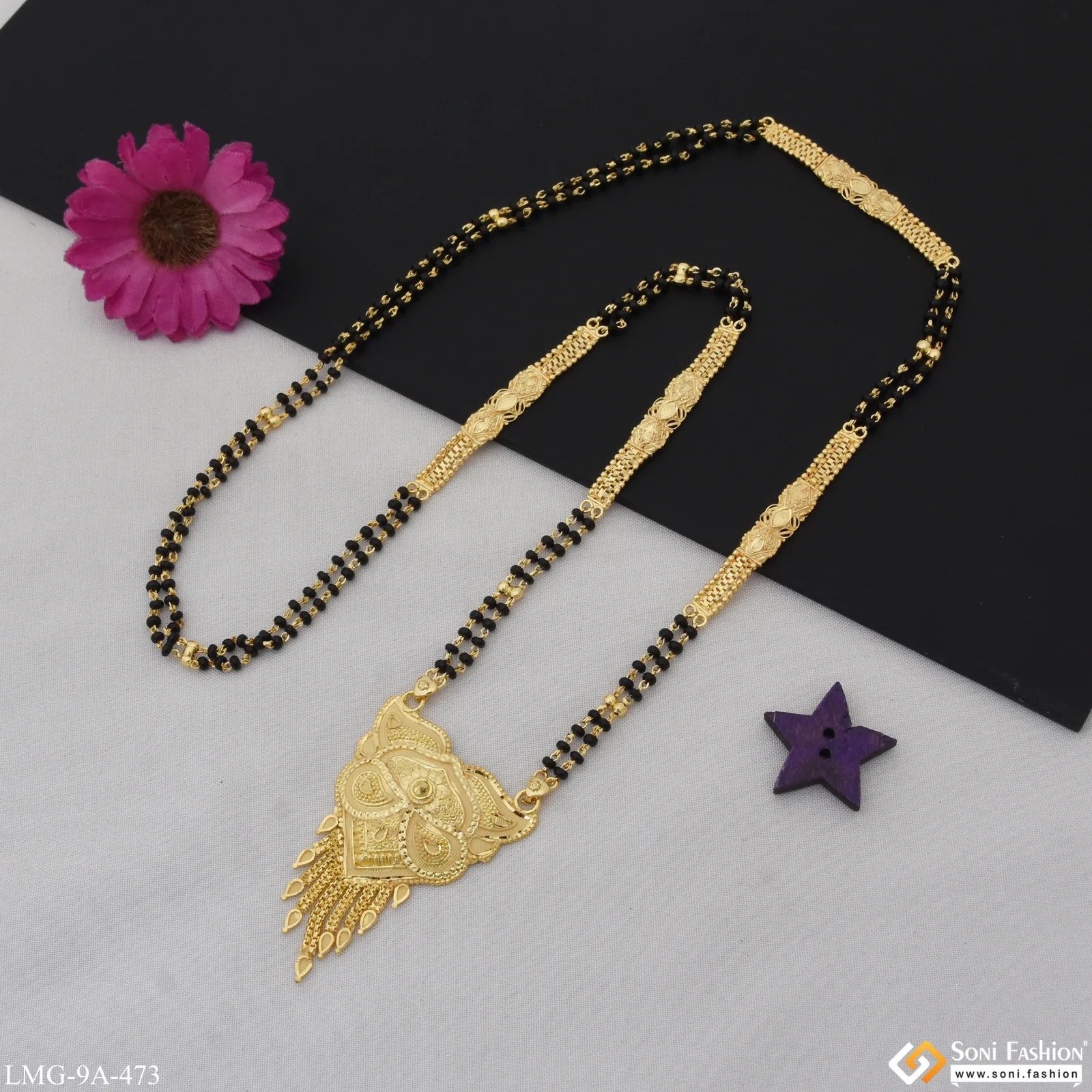 Graceful Design Finely Detailed Gold Plated Mangalsutra for Women - Style A473 - Image 3