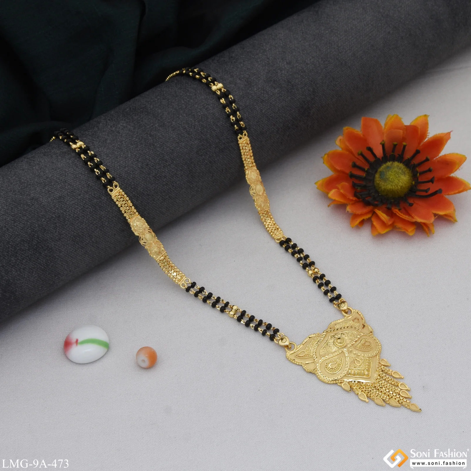 Graceful Design Finely Detailed Gold Plated Mangalsutra for Women - Style A473 - Image 4