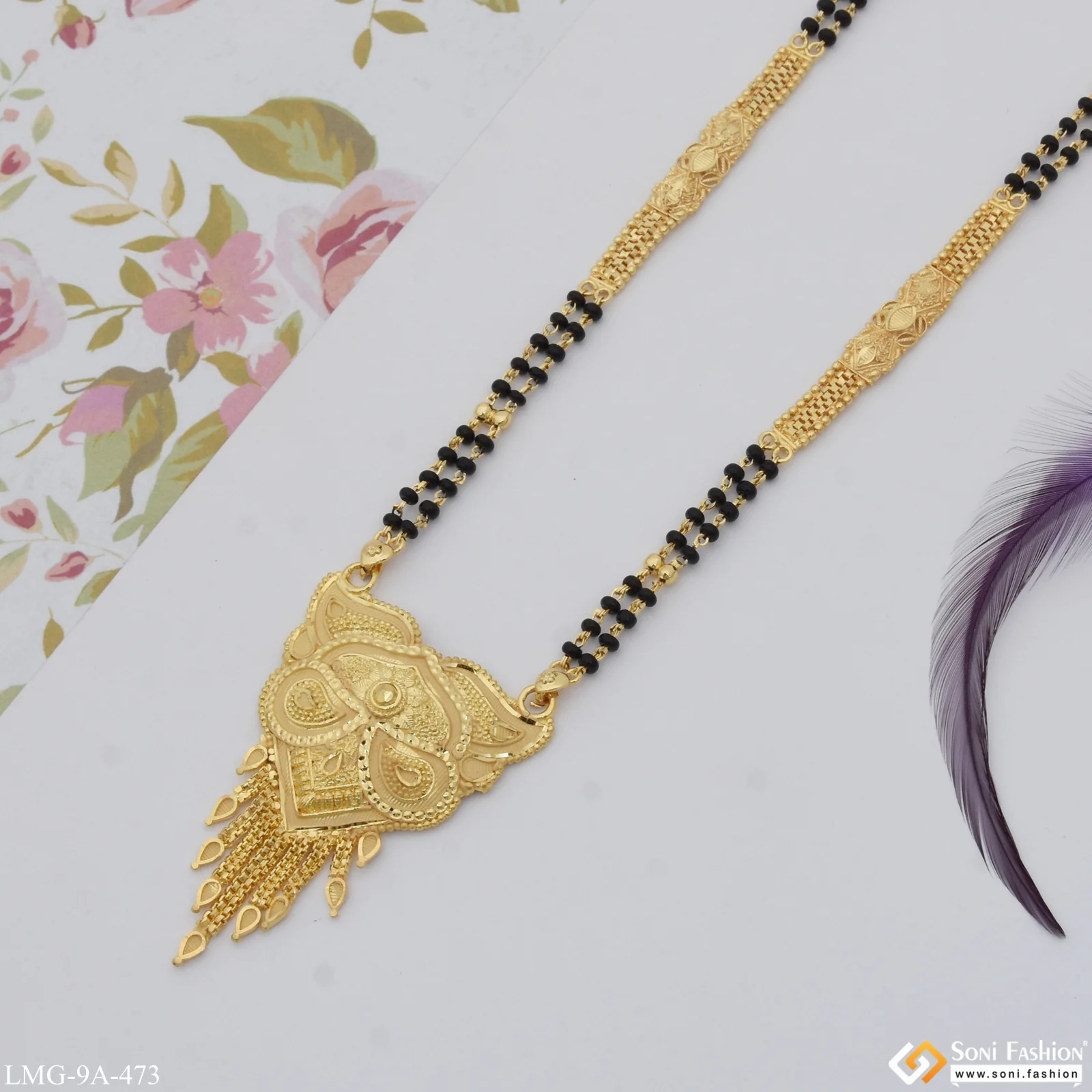 Graceful Design Finely Detailed Gold Plated Mangalsutra for Women - Style A473 - Image 5