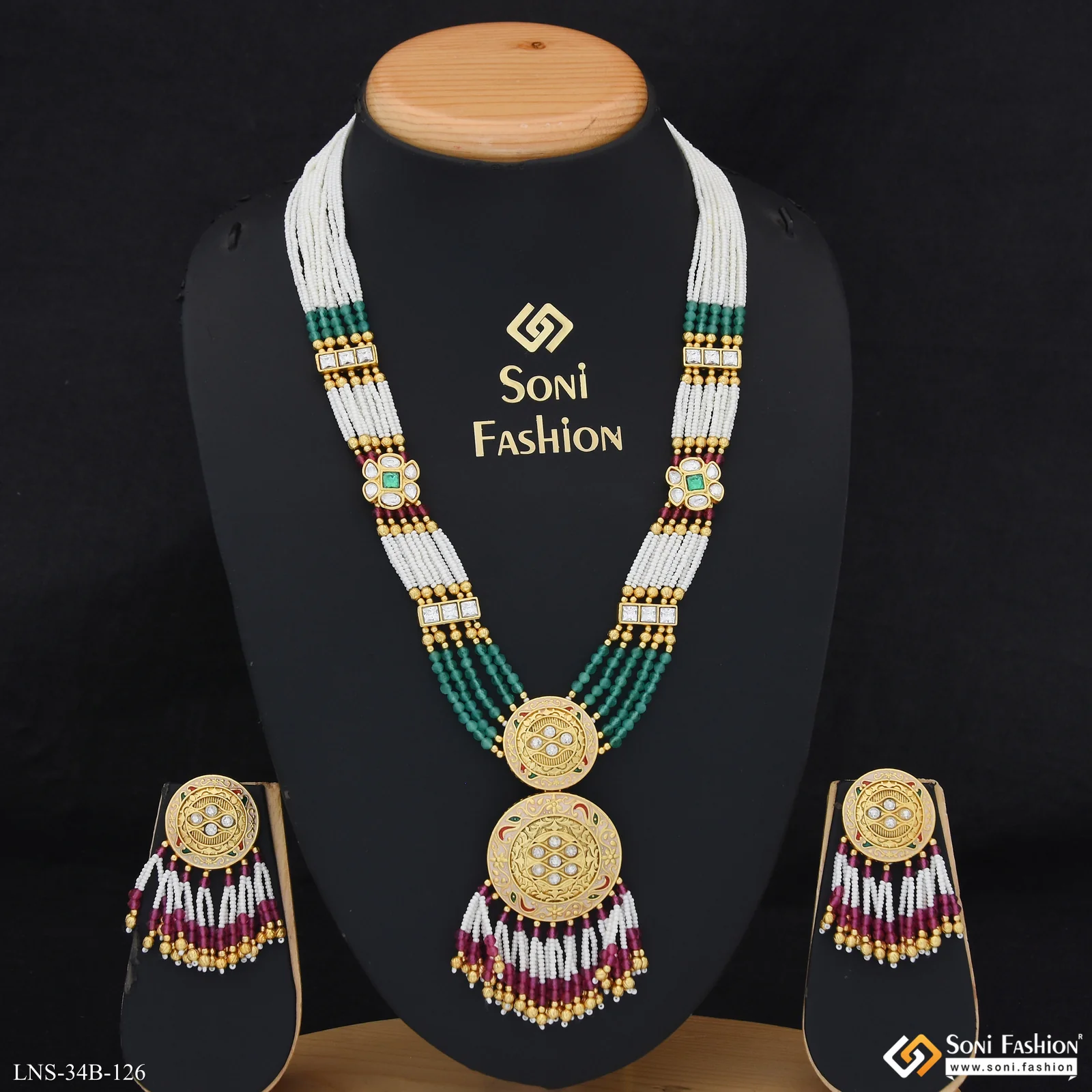 Graceful Design Gold Plated Antique Necklace Set for Women - Style B126 - Image 4