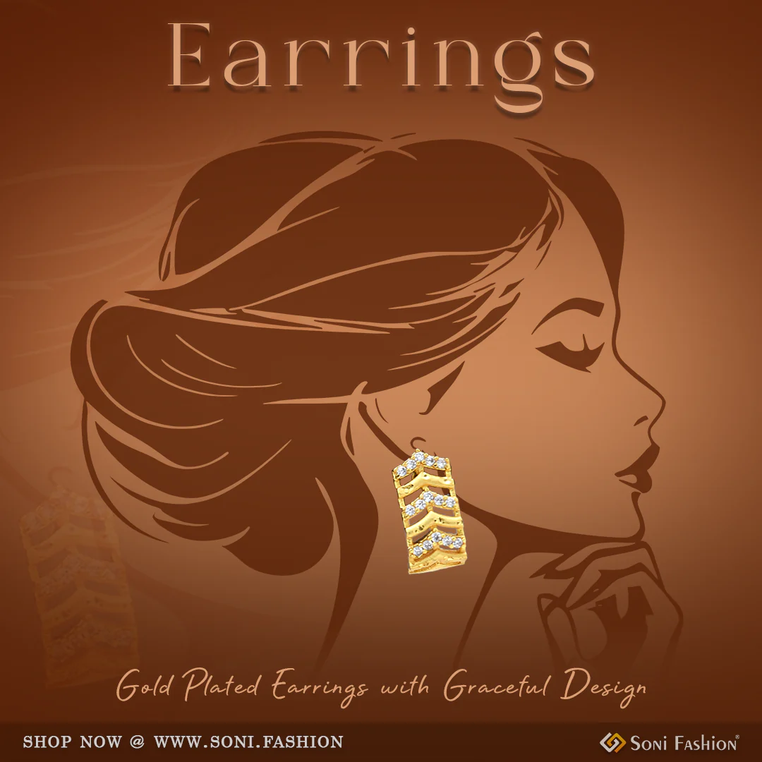 Graceful Design Gold Plated Earrings for Ladies - Style A237