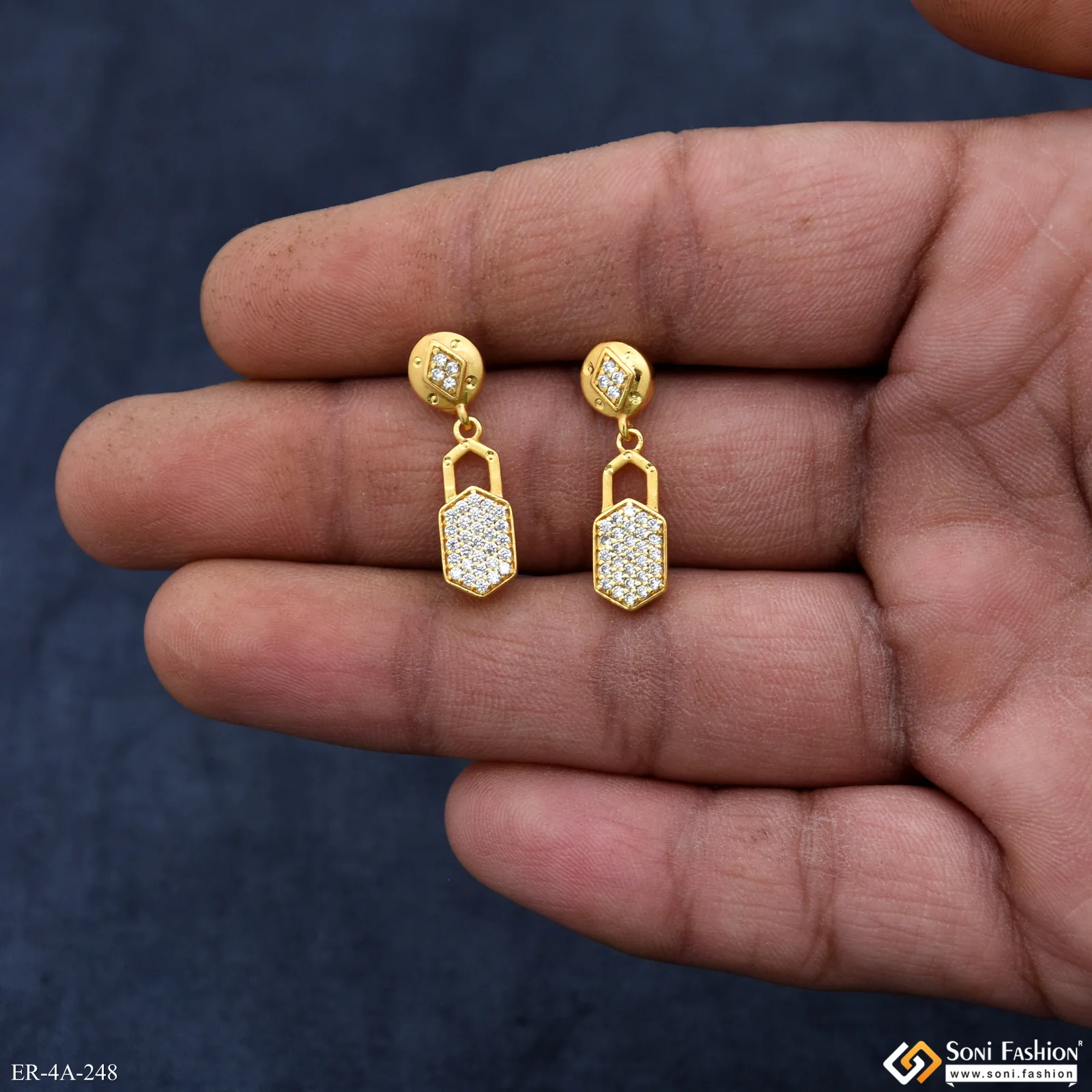 Graceful Design Gold Plated Earrings for Ladies - Style A248 - Image 2