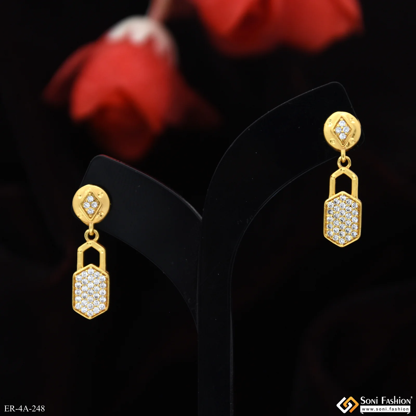 Graceful Design Gold Plated Earrings for Ladies - Style A248 - Image 3