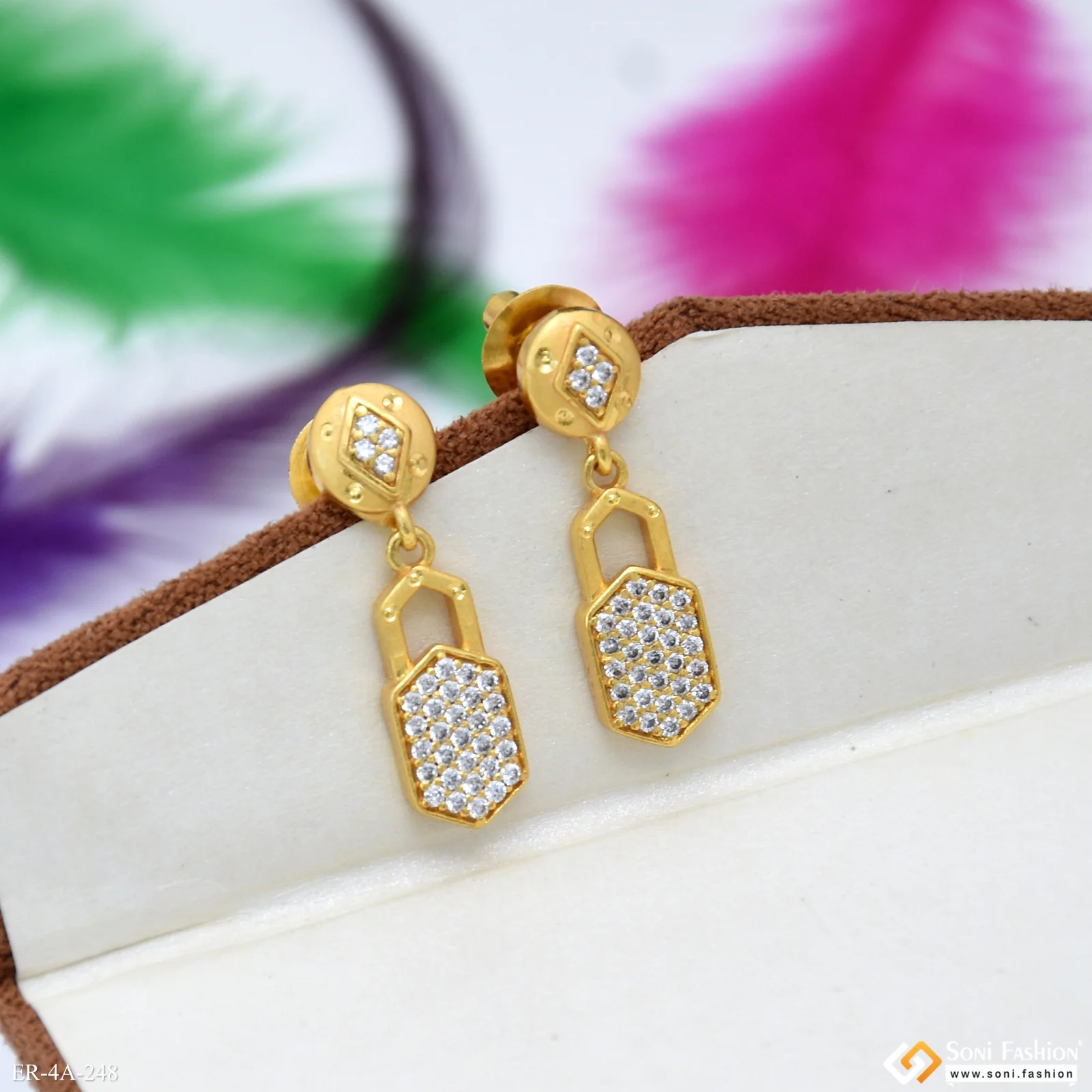 Graceful Design Gold Plated Earrings for Ladies - Style A248 - Image 5