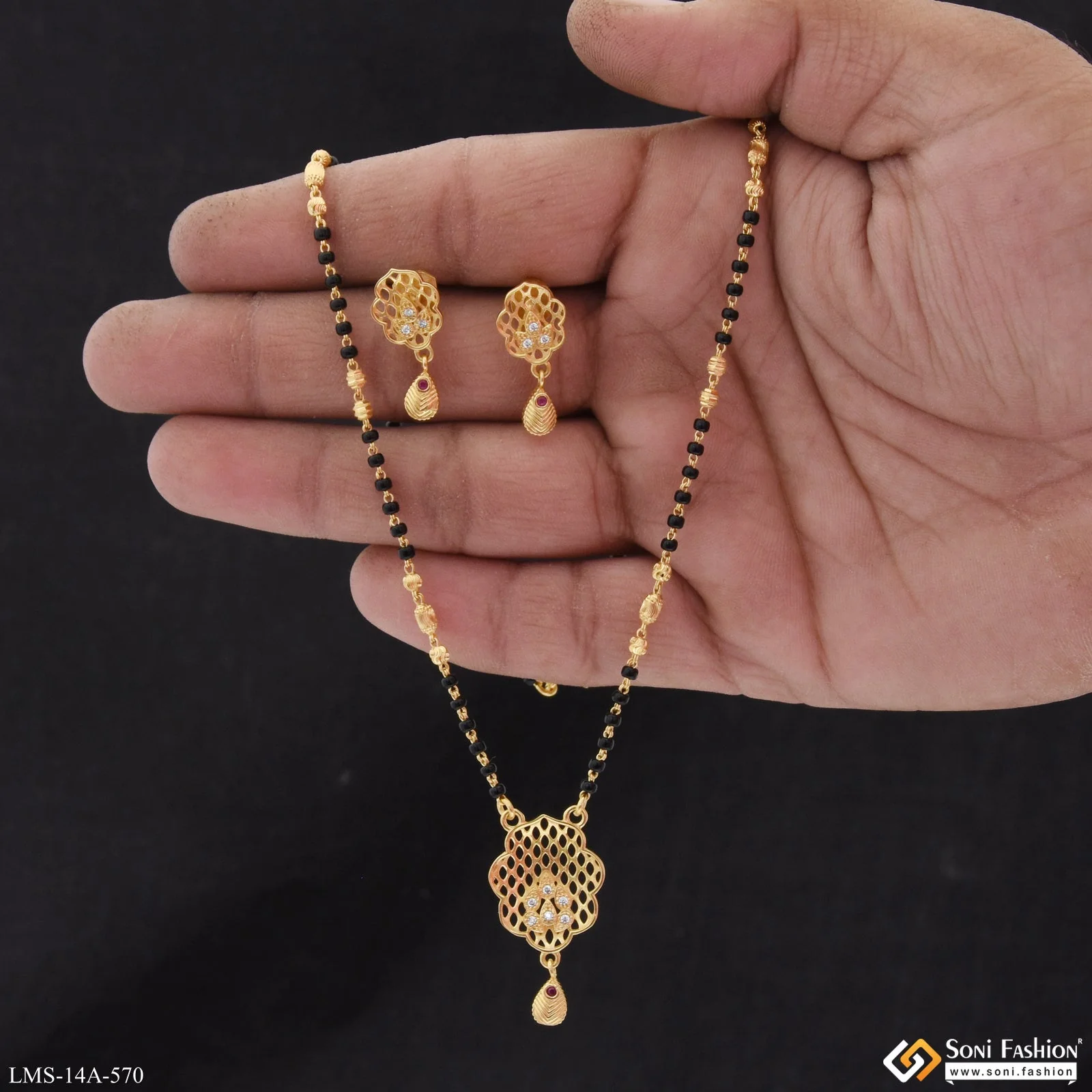 Graceful Design Gold Plated Mangalsutra Set for Women - Style A570 - Image 2
