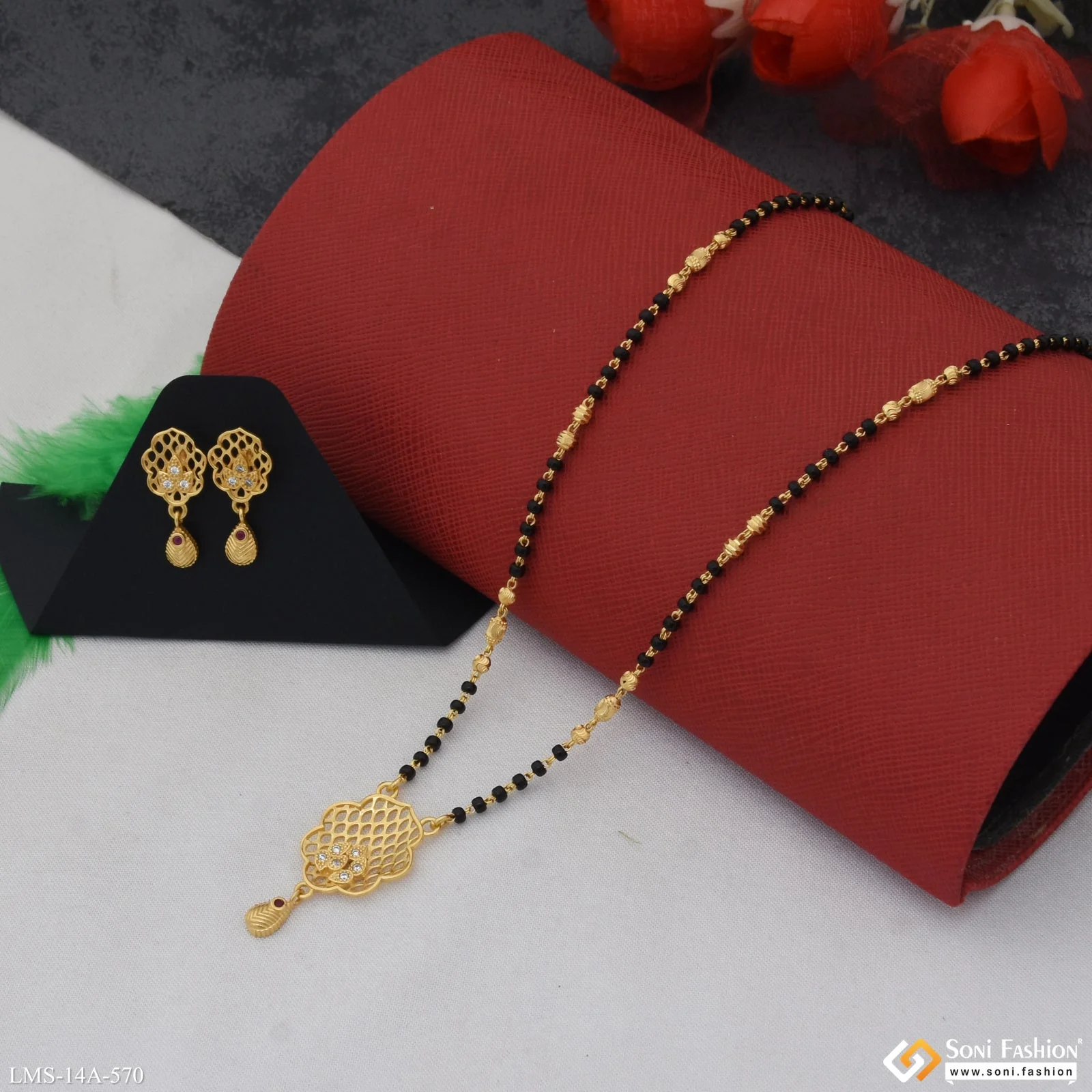 Graceful Design Gold Plated Mangalsutra Set for Women - Style A570 - Image 3