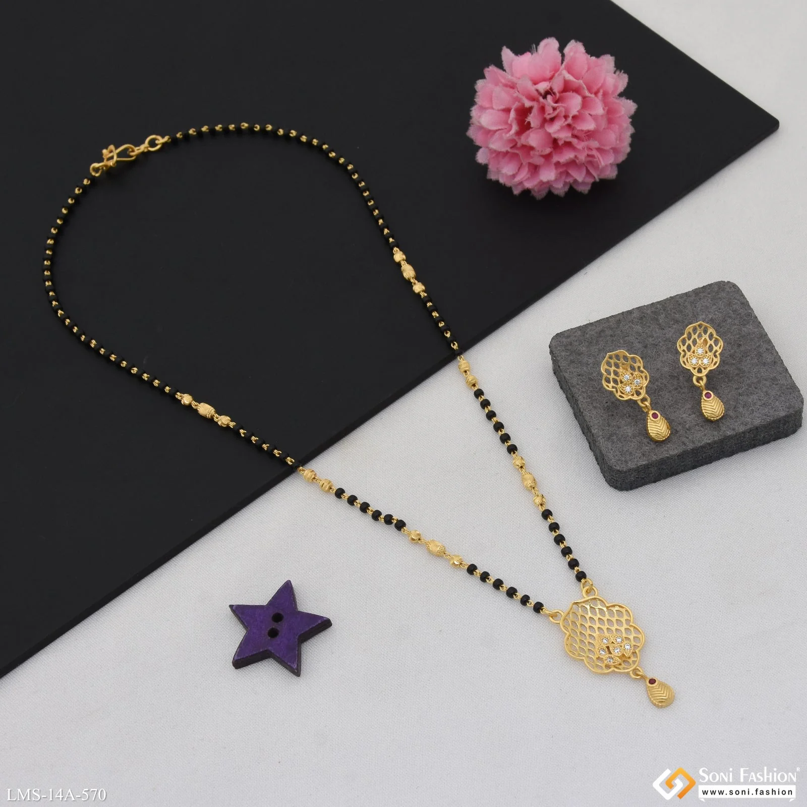 Graceful Design Gold Plated Mangalsutra Set for Women - Style A570 - Image 4