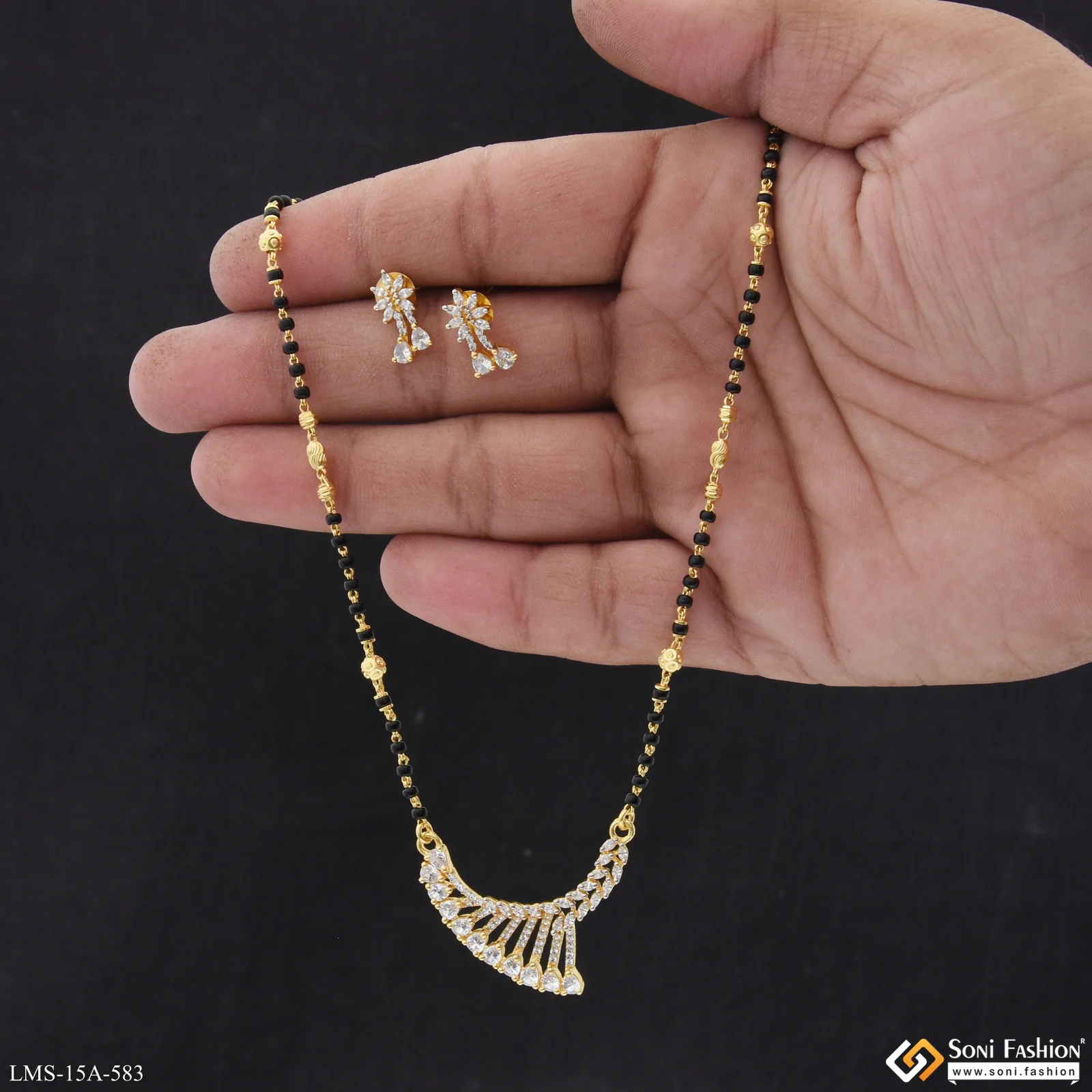 Graceful Design Gold Plated Mangalsutra Set for Women - Style A583 - Image 2