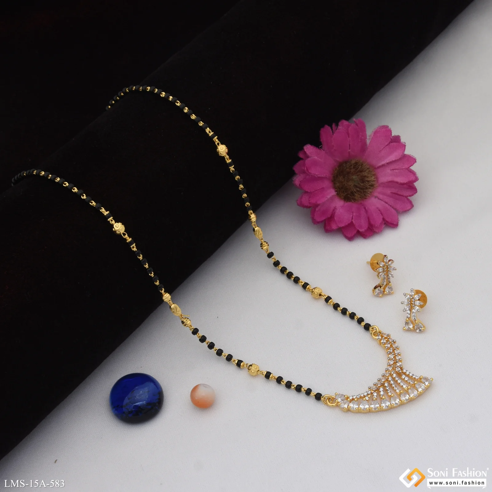 Graceful Design Gold Plated Mangalsutra Set for Women - Style A583 - Image 3