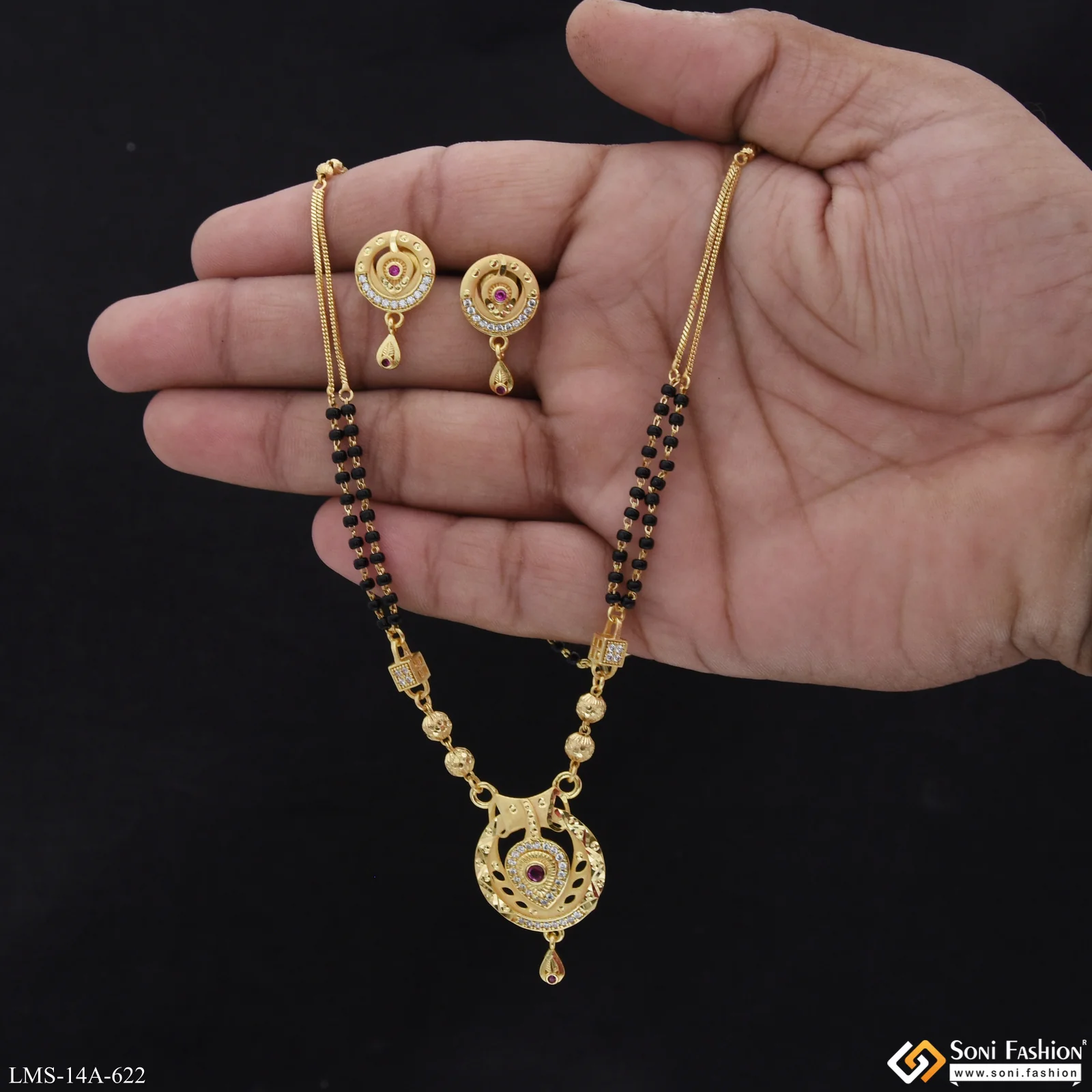 Graceful Design Gold Plated Mangalsutra Set for Women - Style A622 - Image 2