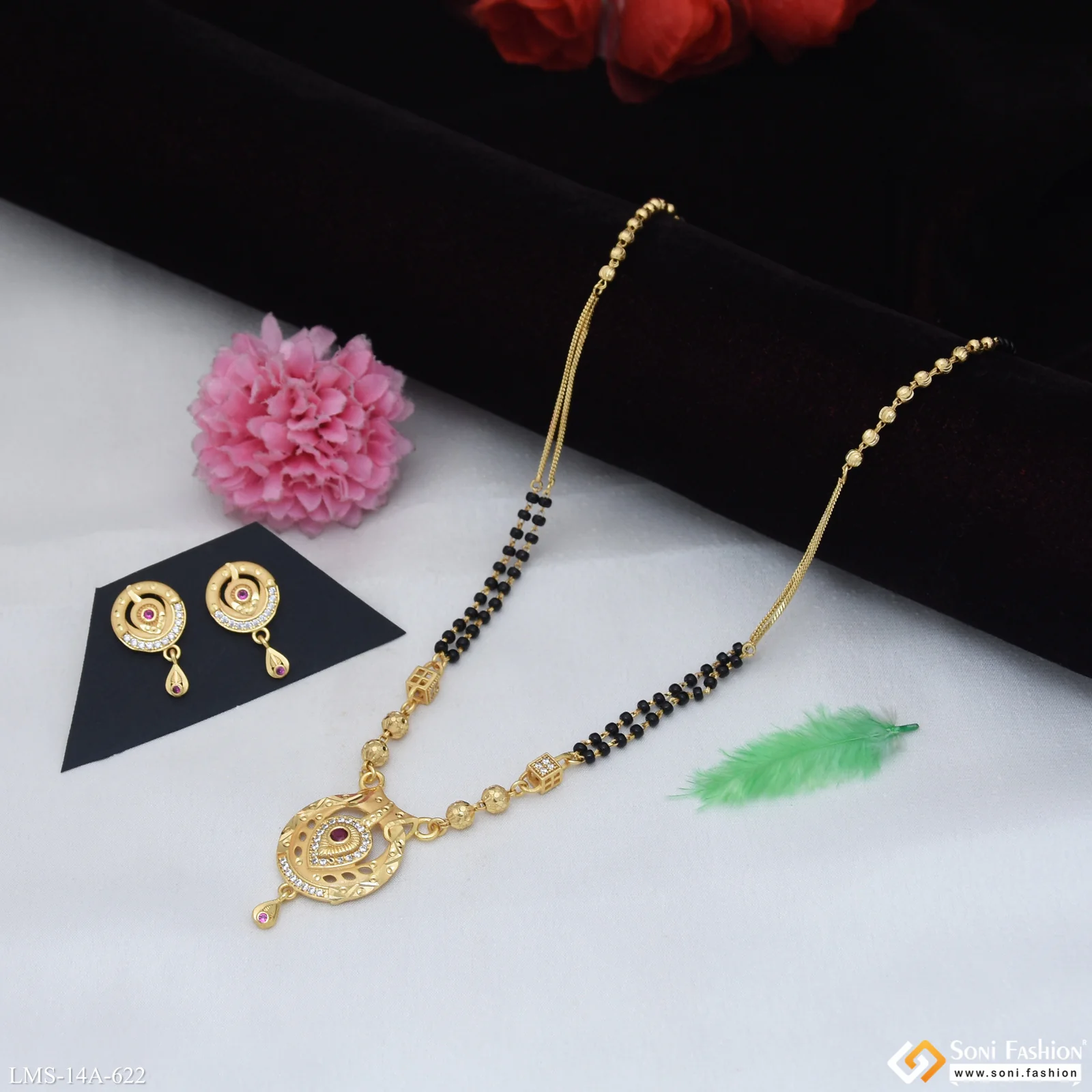 Graceful Design Gold Plated Mangalsutra Set for Women - Style A622 - Image 3