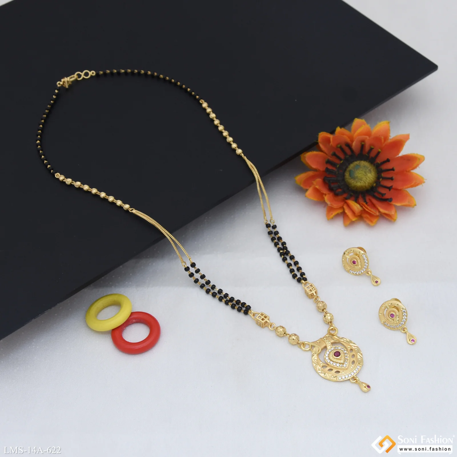 Graceful Design Gold Plated Mangalsutra Set for Women - Style A622 - Image 4