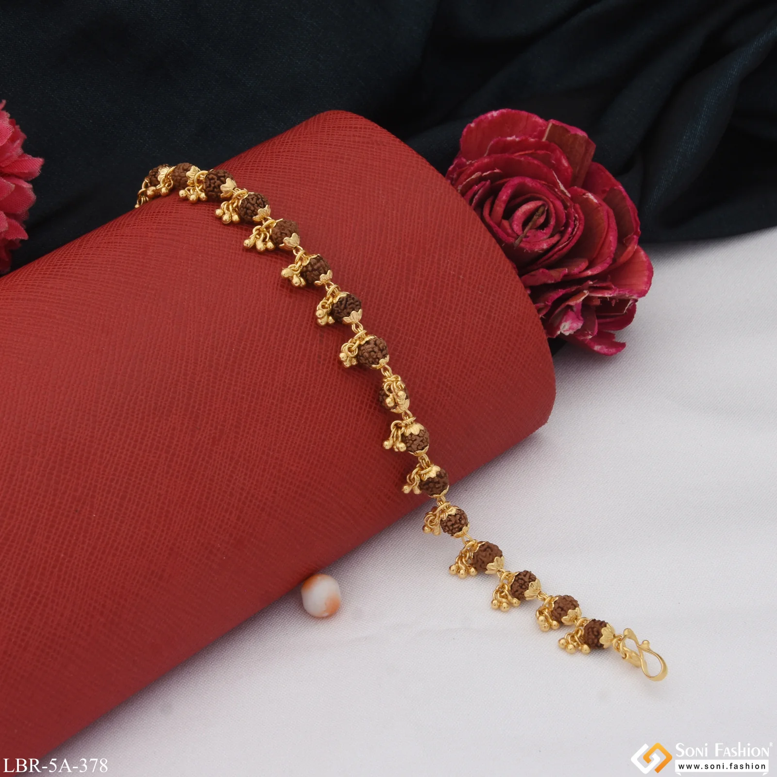 Graceful Design Gold Plated Rudraksha Bracelet for Ladies - Style A378 - Image 4