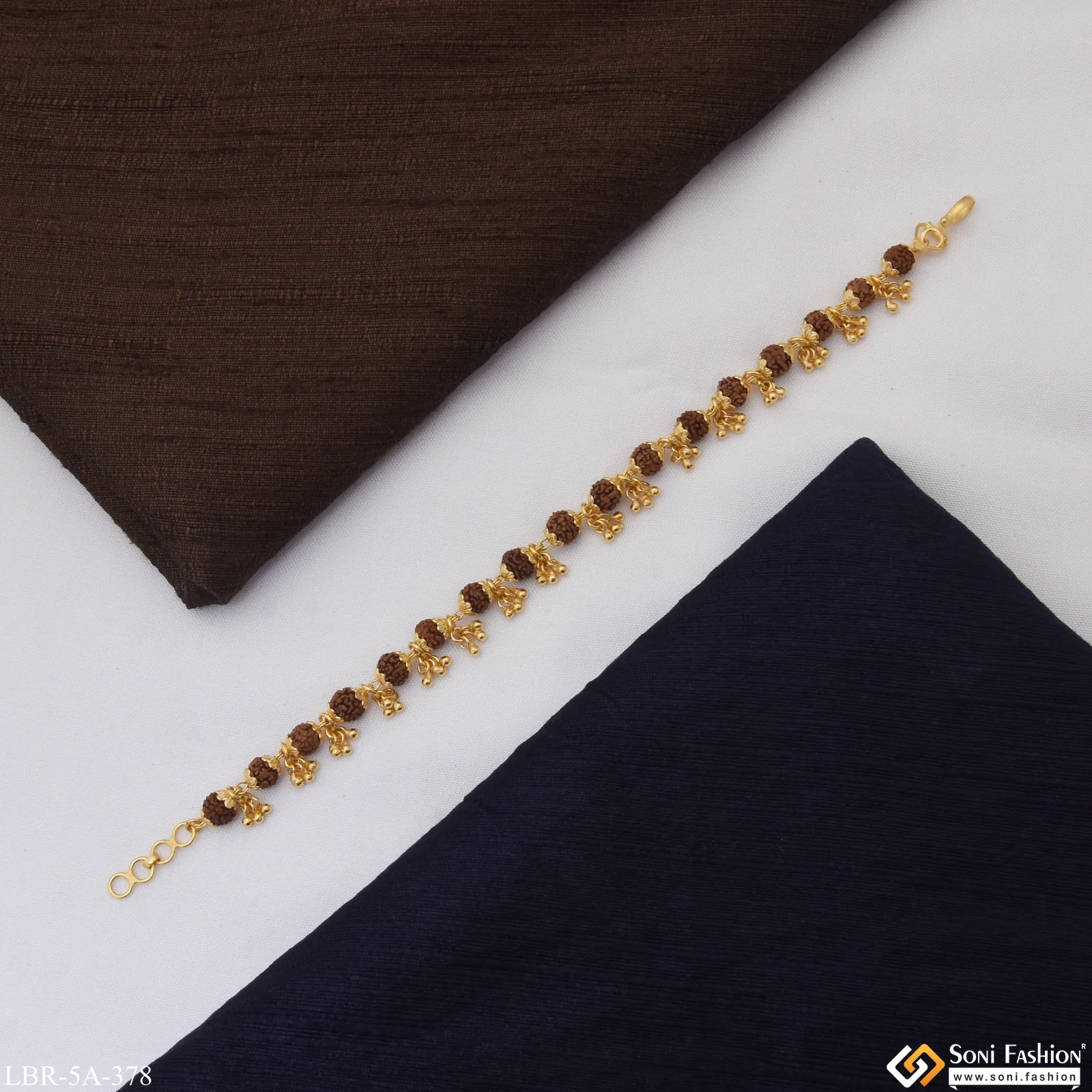 Graceful Design Gold Plated Rudraksha Bracelet for Ladies - Style A378 - Image 5