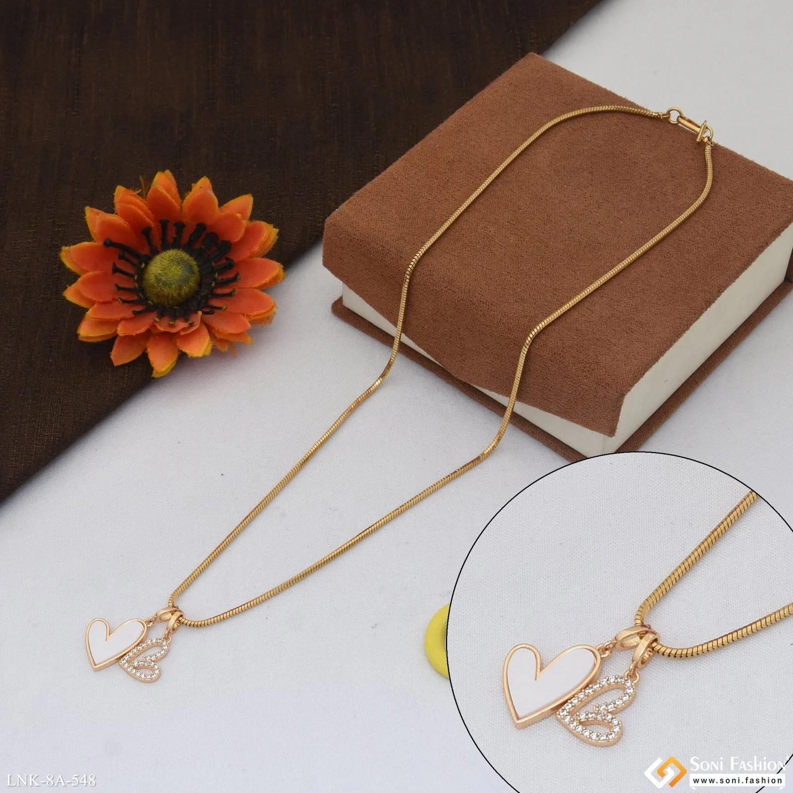 Hand-Crafted Design Gold Plated Chain Pendant for Ladies - Style A548 - Image 3
