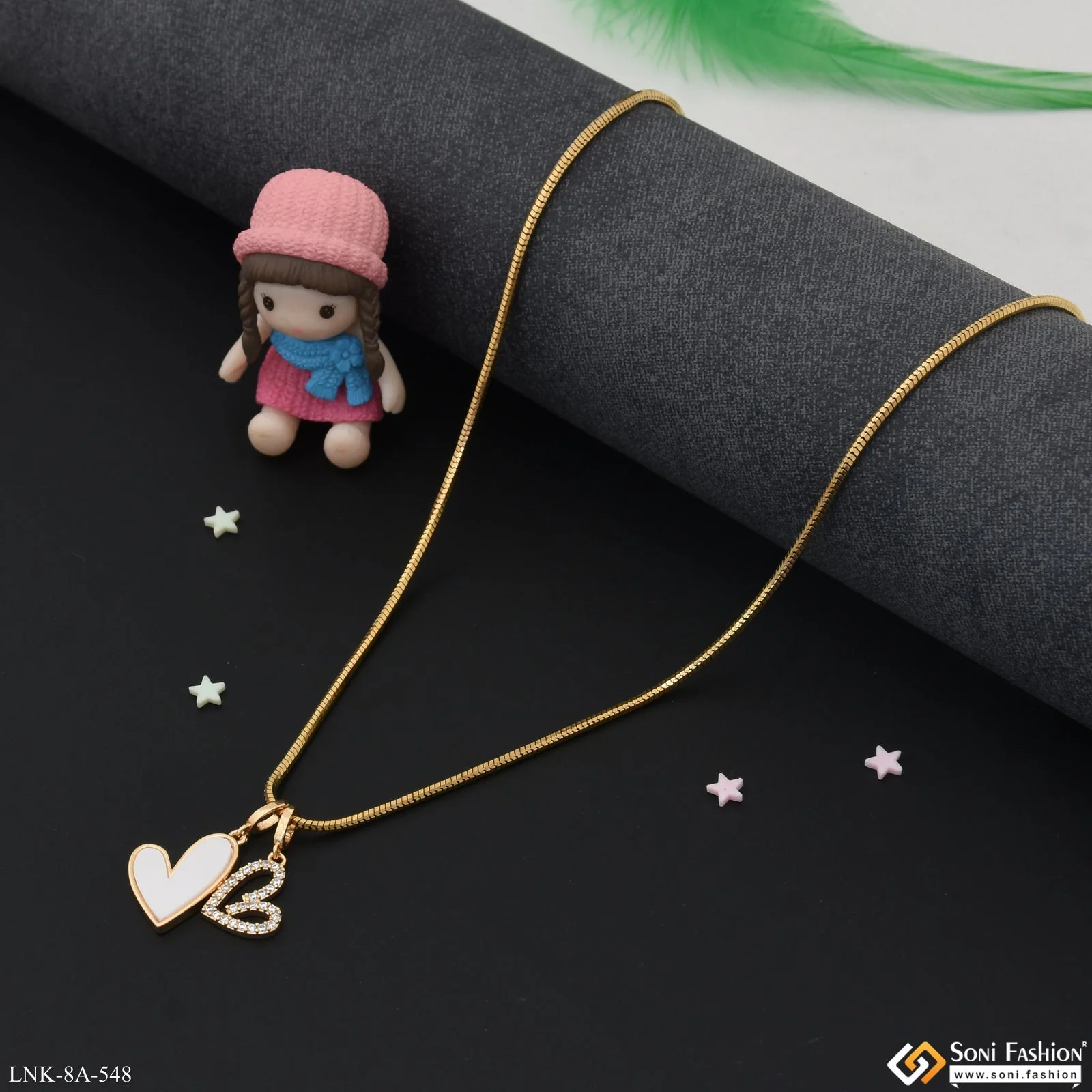 Hand-Crafted Design Gold Plated Chain Pendant for Ladies - Style A548 - Image 4