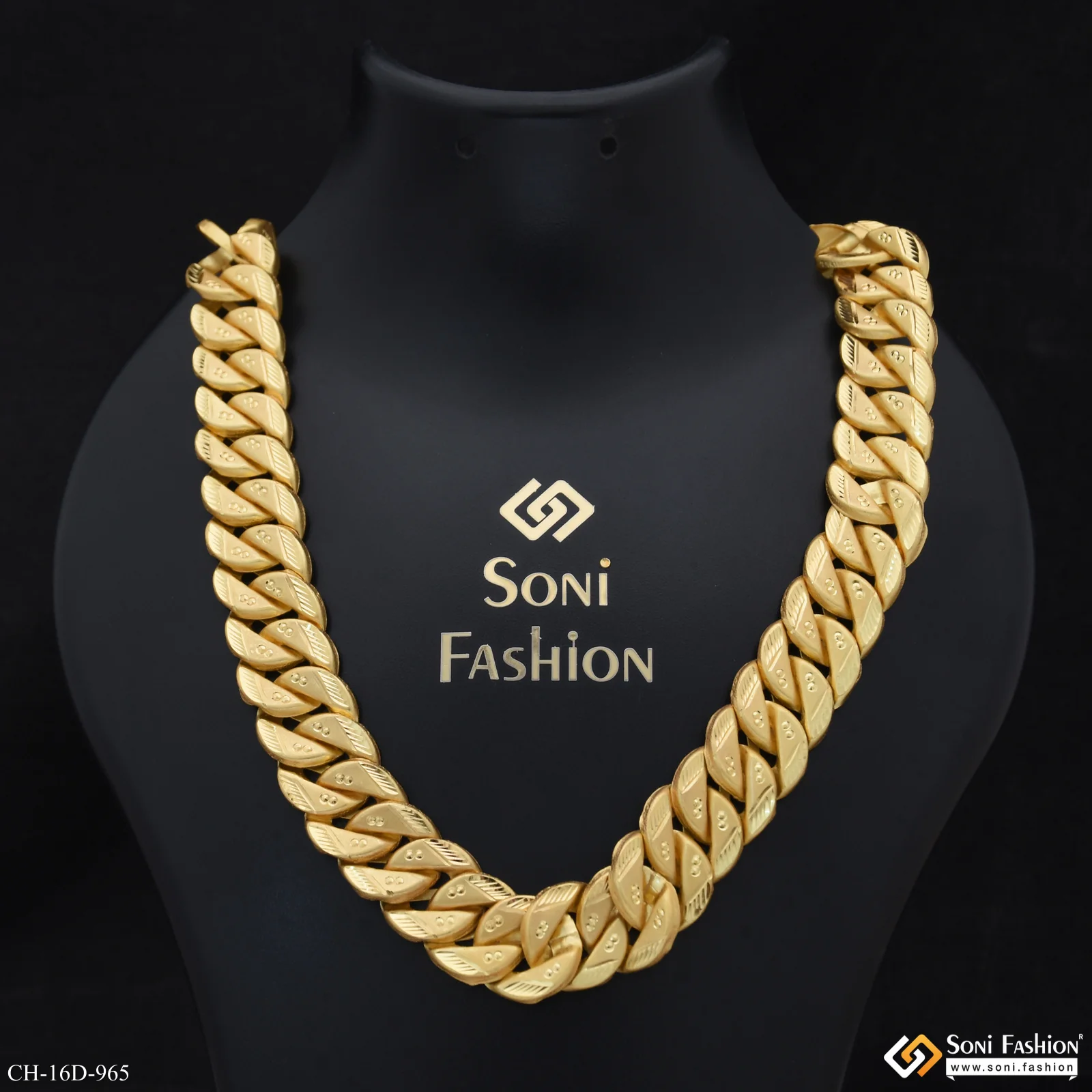 Hand-Crafted Design Gold Plated Pokal Chain for Men - Style D965