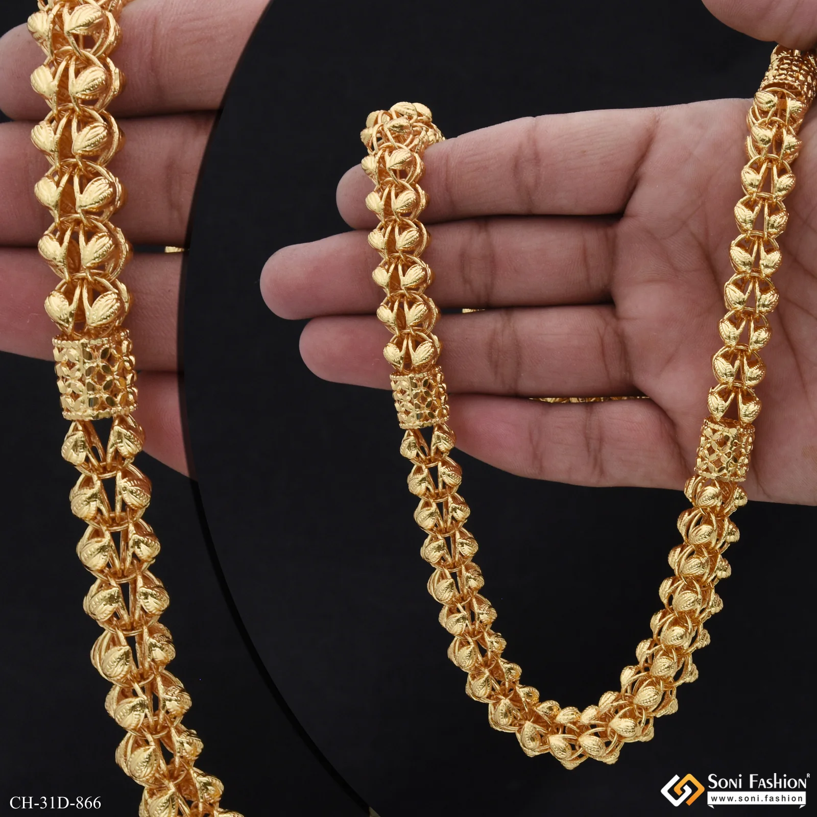 Hand-Crafted Design Gold Plated Rajwadi Chain for Men - Style D866 - Image 2
