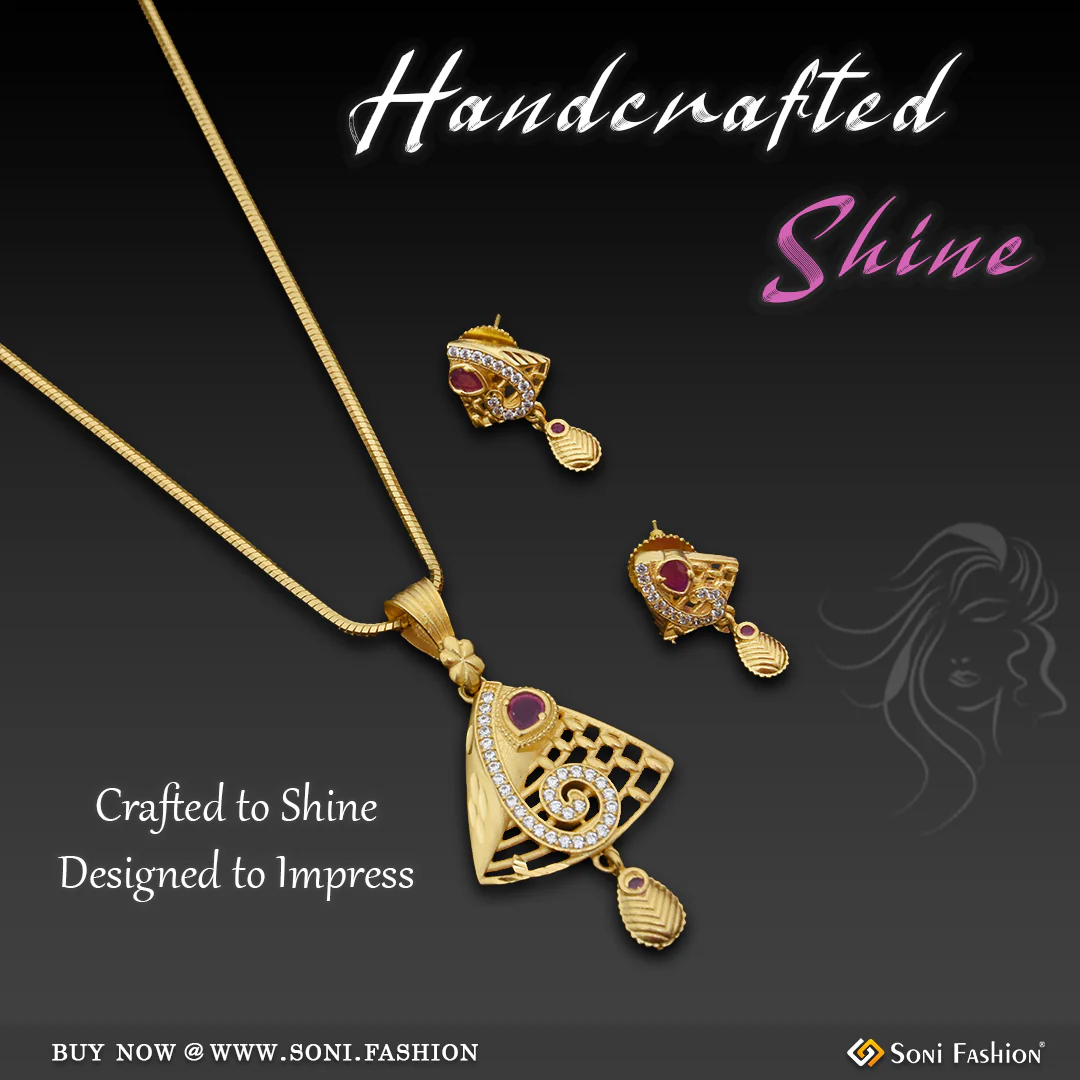Hand-Finished Design Gold Plated Necklace Set for Ladies - Style A821