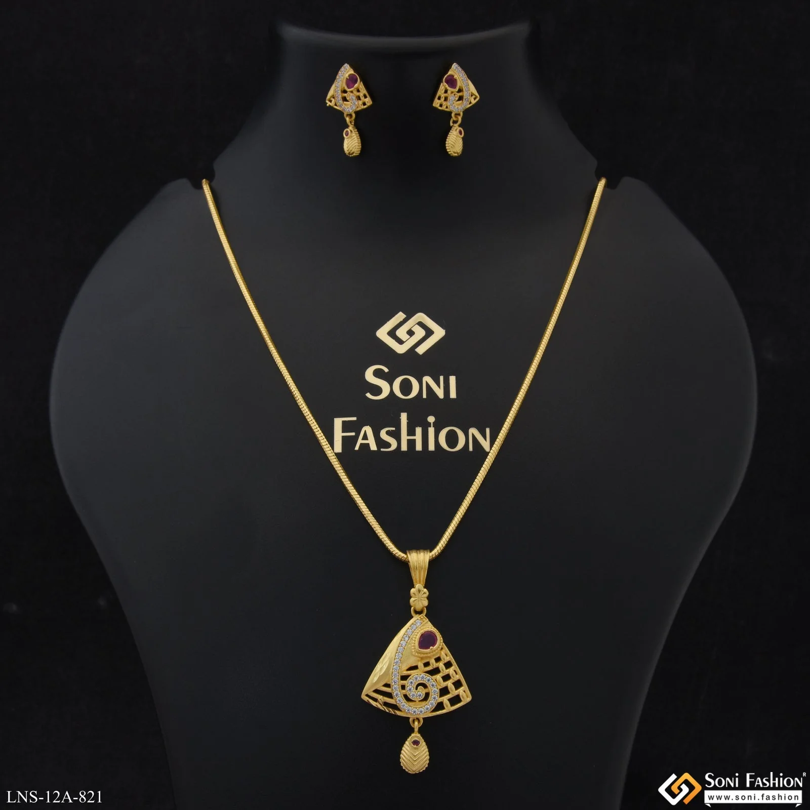Hand-Finished Design Gold Plated Necklace Set for Ladies - Style A821 - Image 2