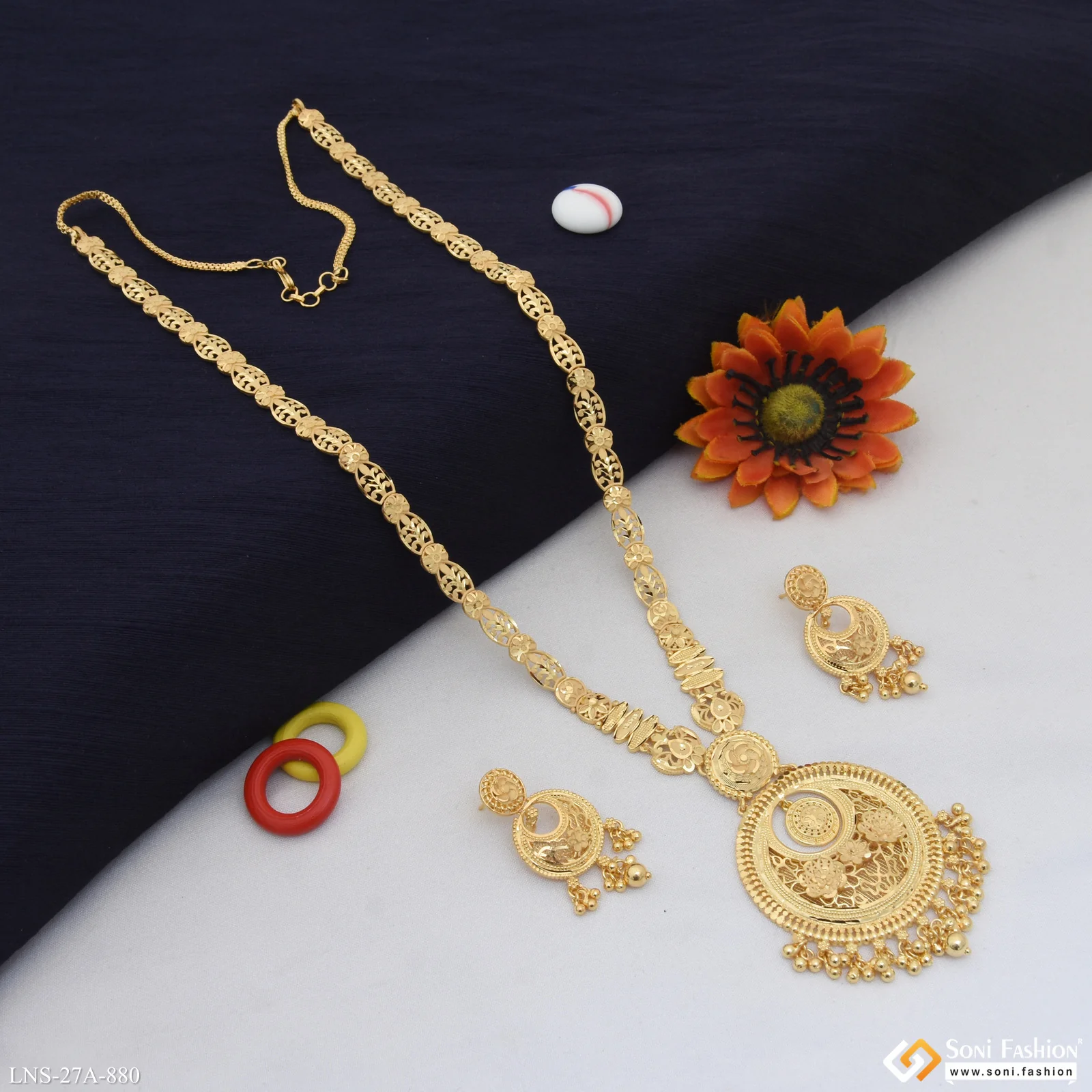 Hand-Finished Design Gold Plated Rani Haar Necklace Set for Women - Style A880 - Image 5