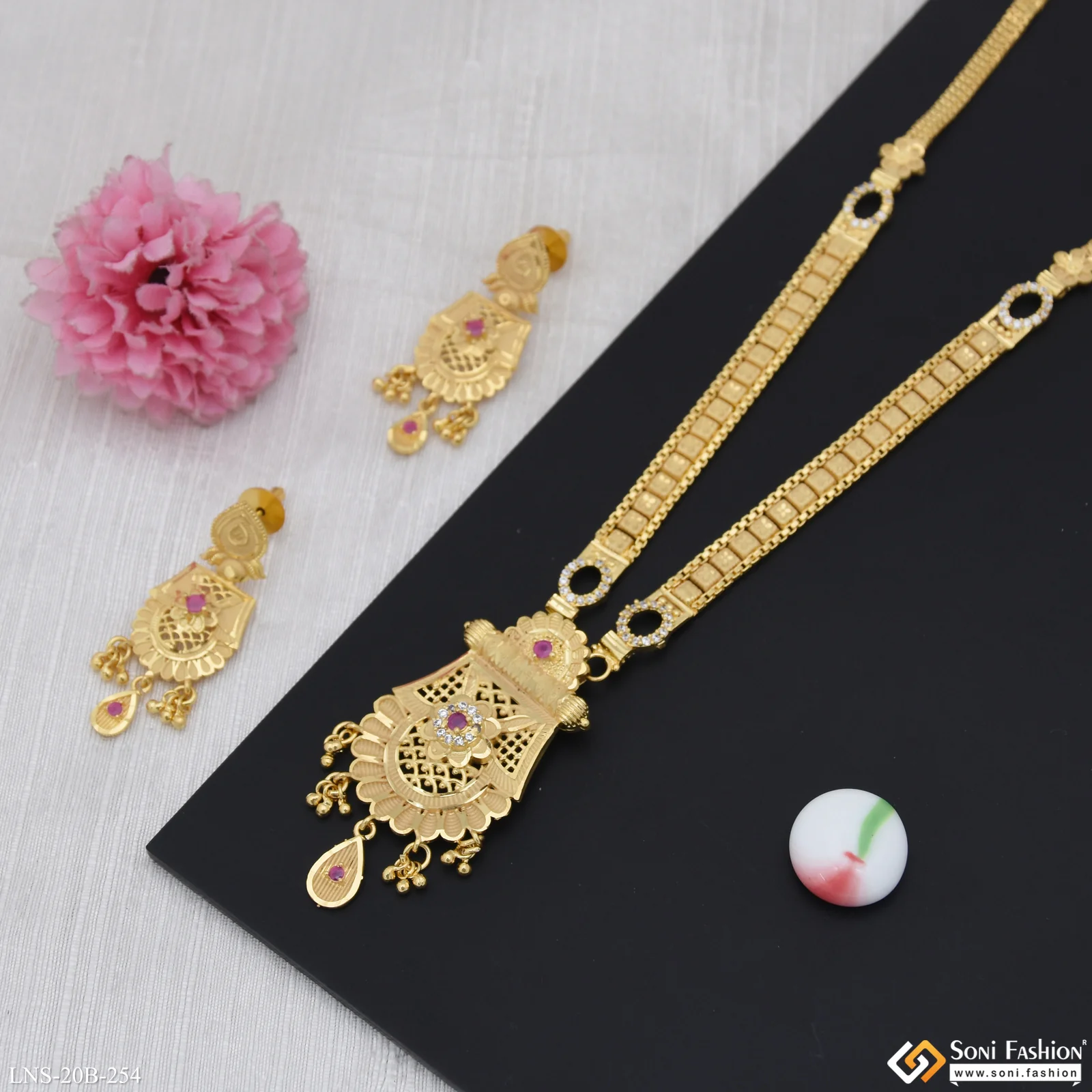 High-Class Design Gold Plated Necklace Set for Women - Style B254 - Image 5