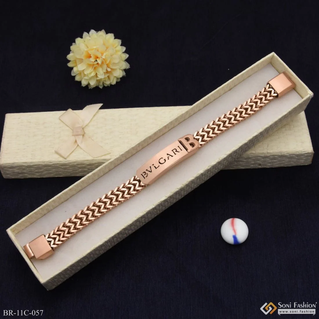 Attention-getting Design High Quality Rose Gold Bracelet For Men - Style C057 - Image 4