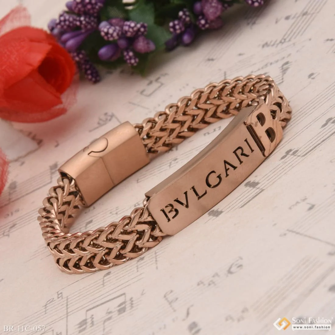 Attention-getting Design High Quality Rose Gold Bracelet For Men - Style C057 - Image 5
