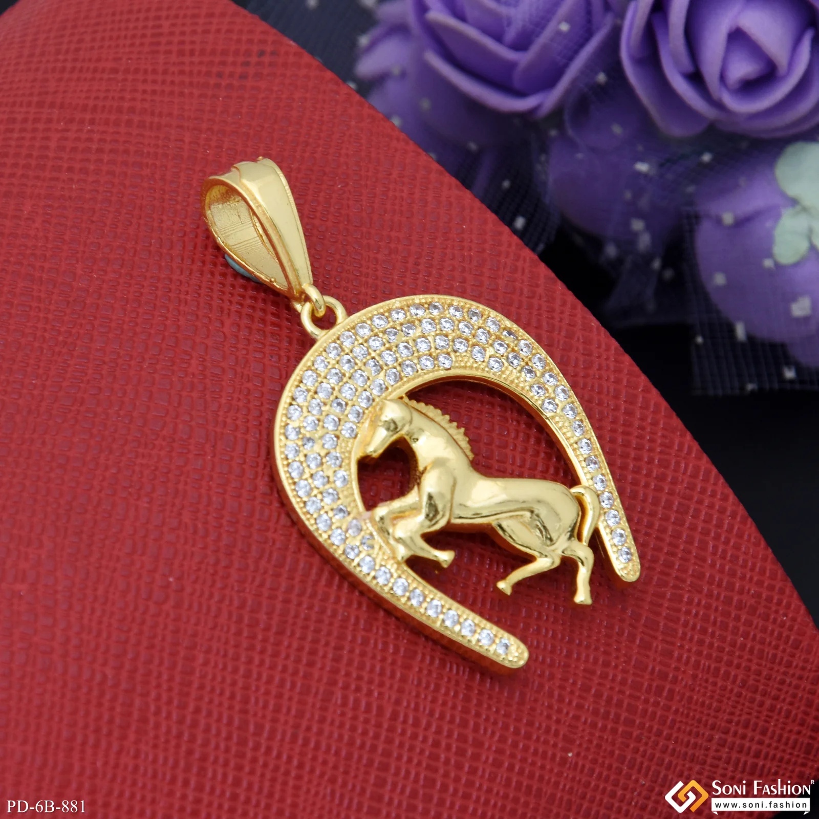Horseshoe Fashionable Design Gold Plated Pendant for Men - Style B881 - Image 3
