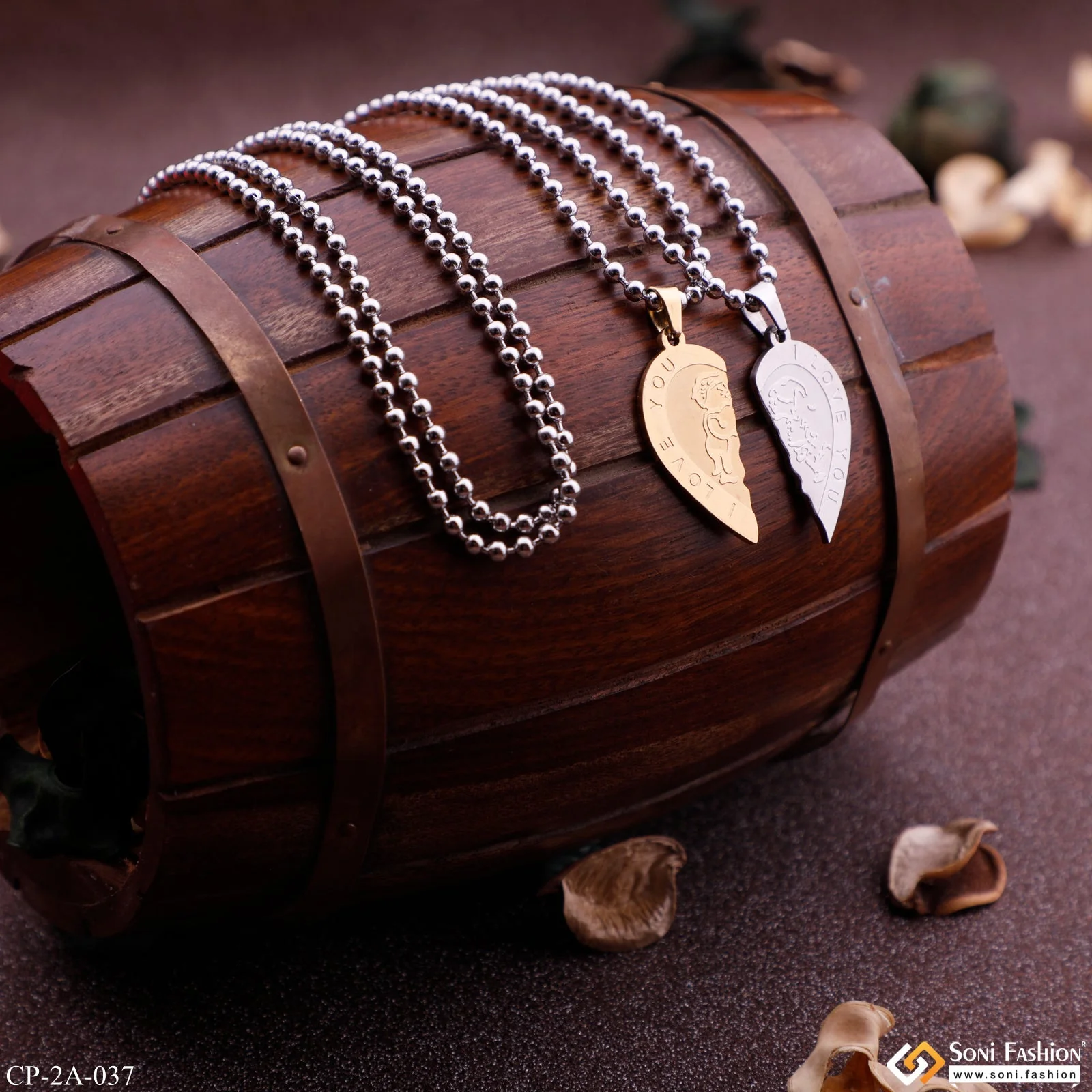 I Love You Friendship Day Gift - 2 Locket With 2 Chain - Stainless Steel Made - Style A037 - Image 4